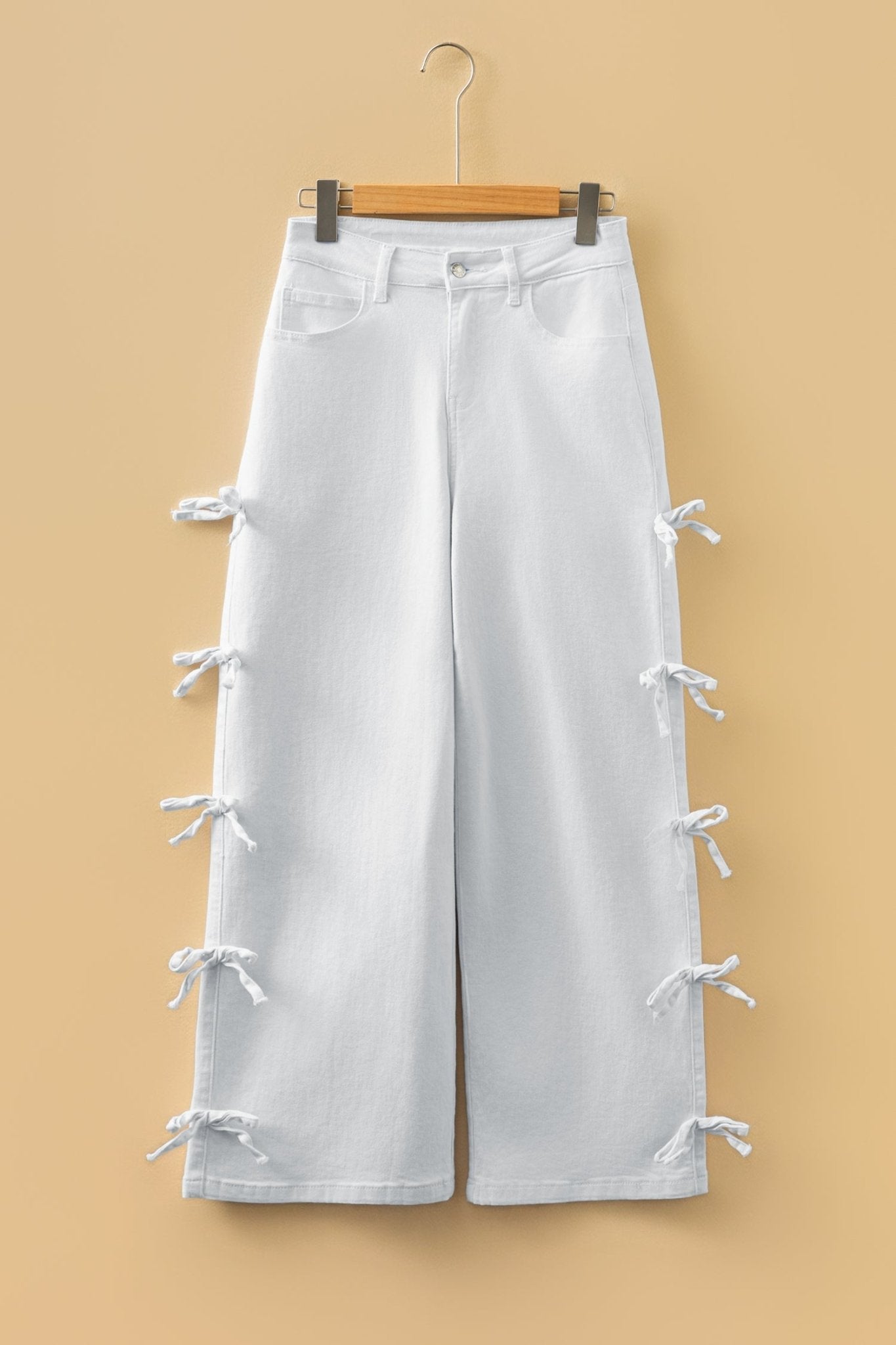 Denim Bow Side Straight Leg Jeans - Rooted & Reckless Co.