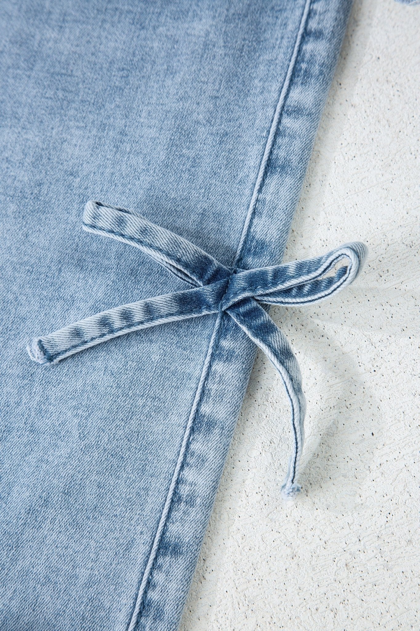 Denim Bow Side Straight Leg Jeans - Rooted & Reckless Co.