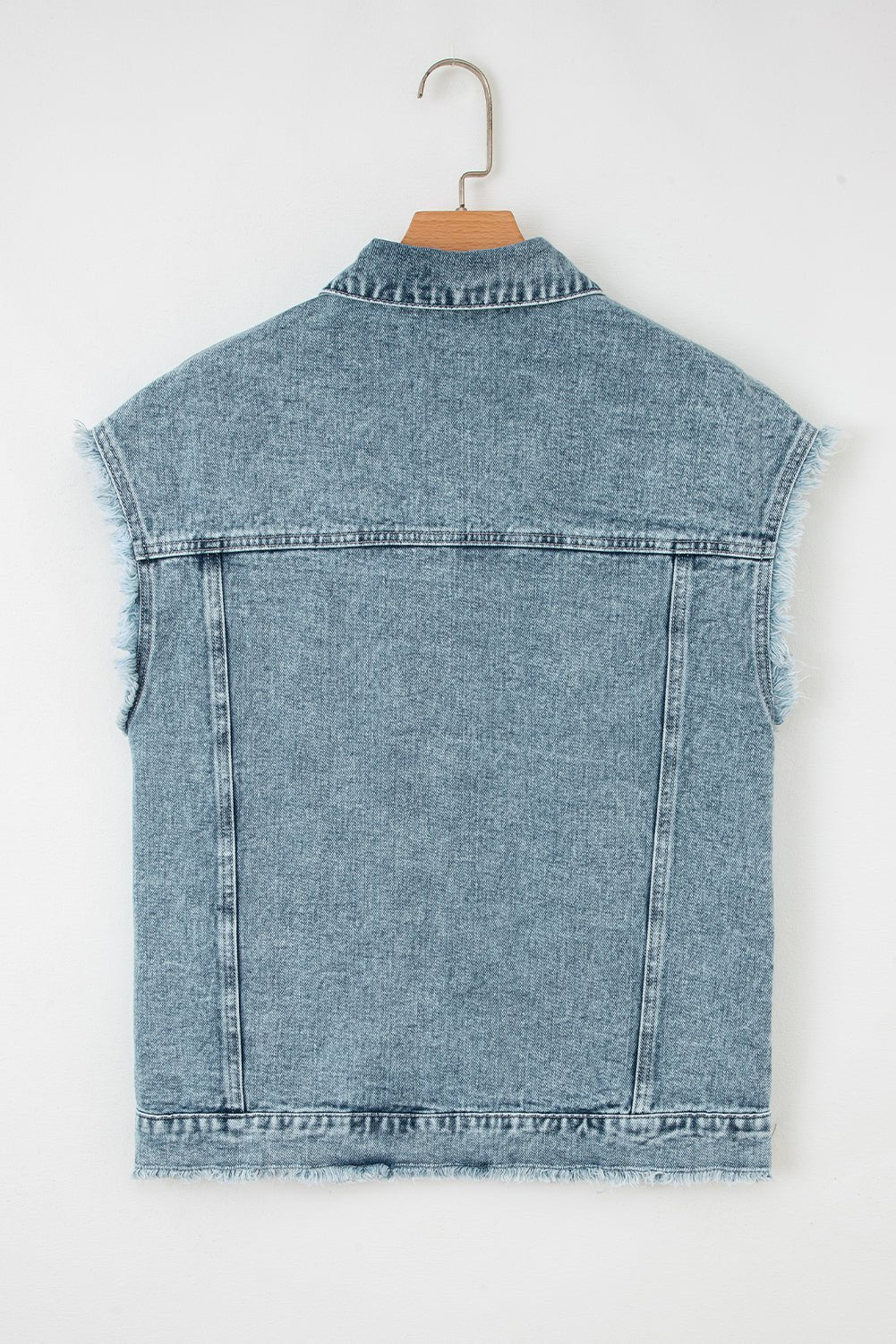 Denim Button Flap Pocket Frayed Vest - Rooted & Reckless Co.