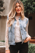 Denim Button-Front Scallop Trim Patch Pocket Vest - Rooted & Reckless Co.