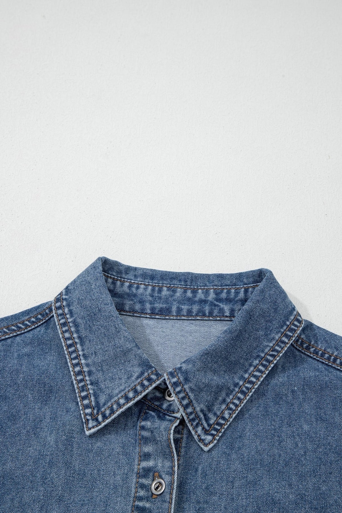 Denim Buttoned Flap Pocket Cuffed Short Sleeve Shirt - Rooted & Reckless Co.