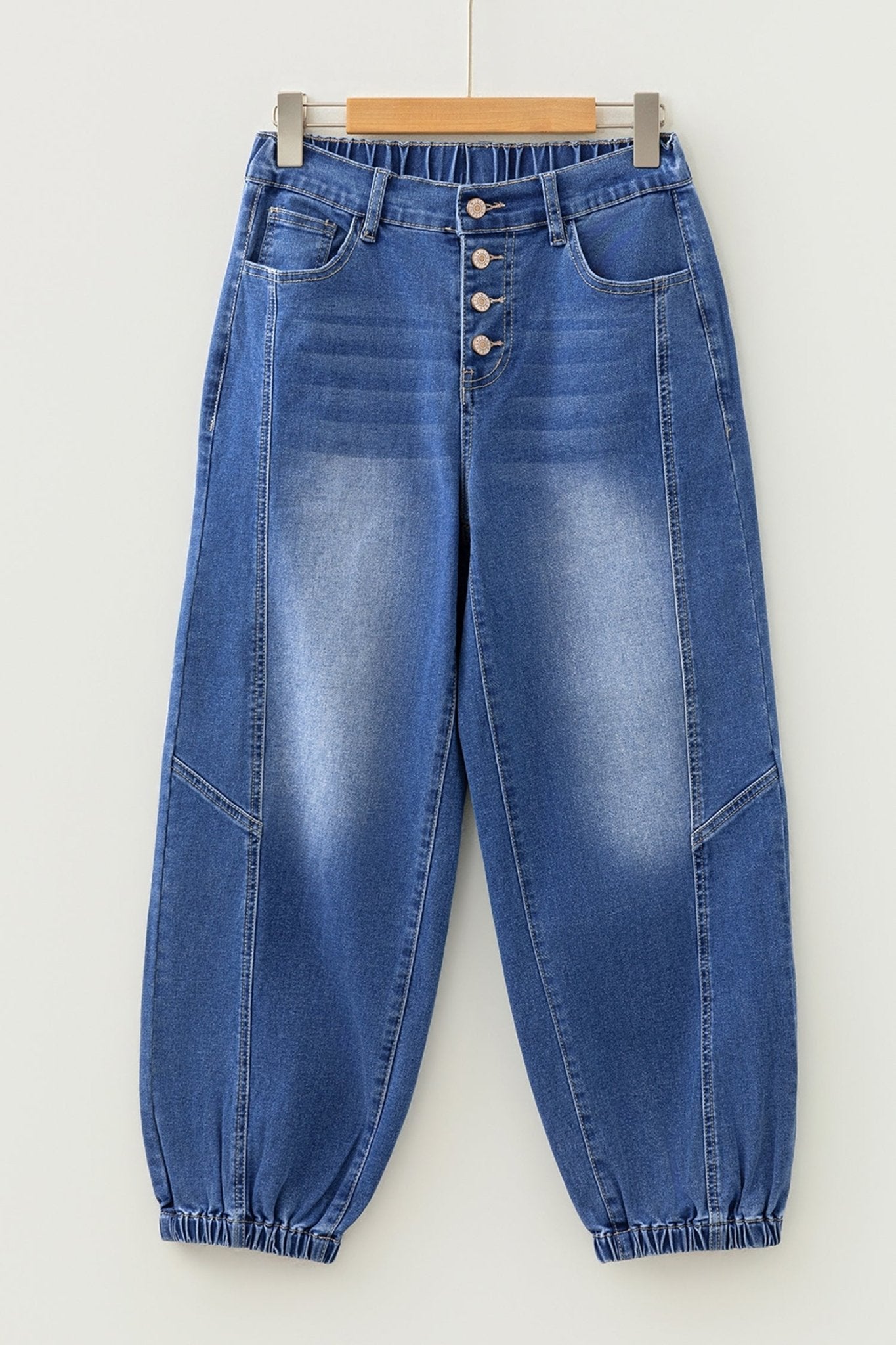 Denim Buttoned Fly Tapered Barrel Leg Jeans - Rooted & Reckless Co.