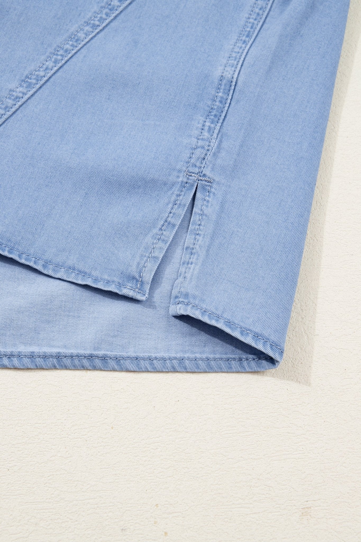 Denim Chambray Drop Shoulder 3/4 Sleeve Shirt - Rooted & Reckless Co.
