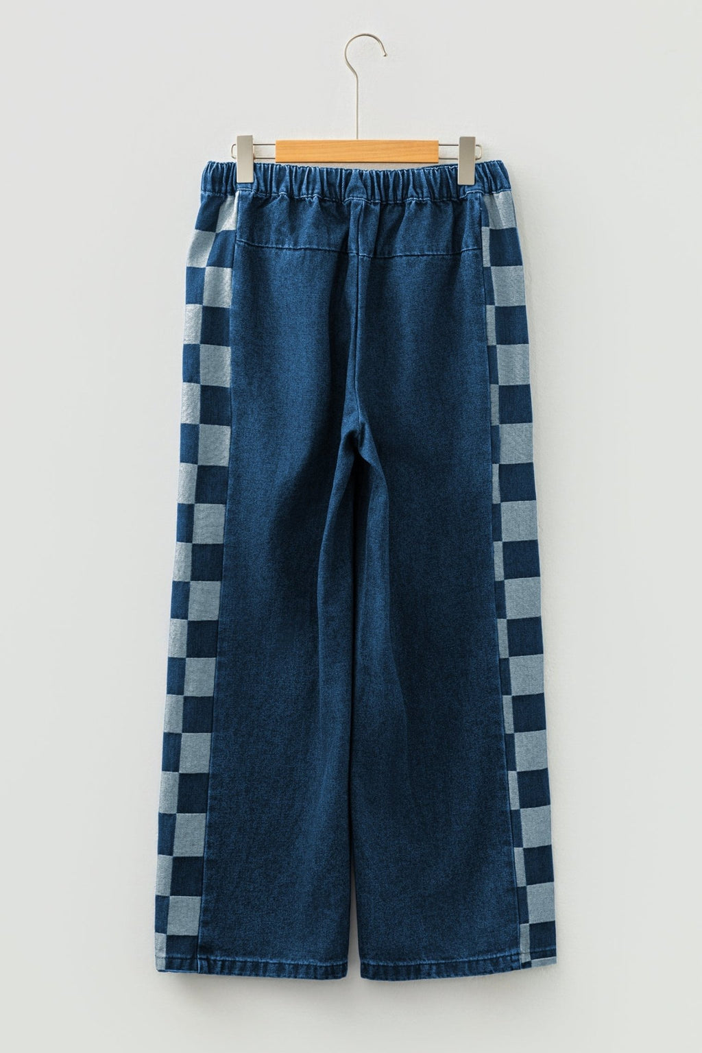 Denim Checker Side Panel Patchwork Drawstring Pants - Rooted & Reckless Co.