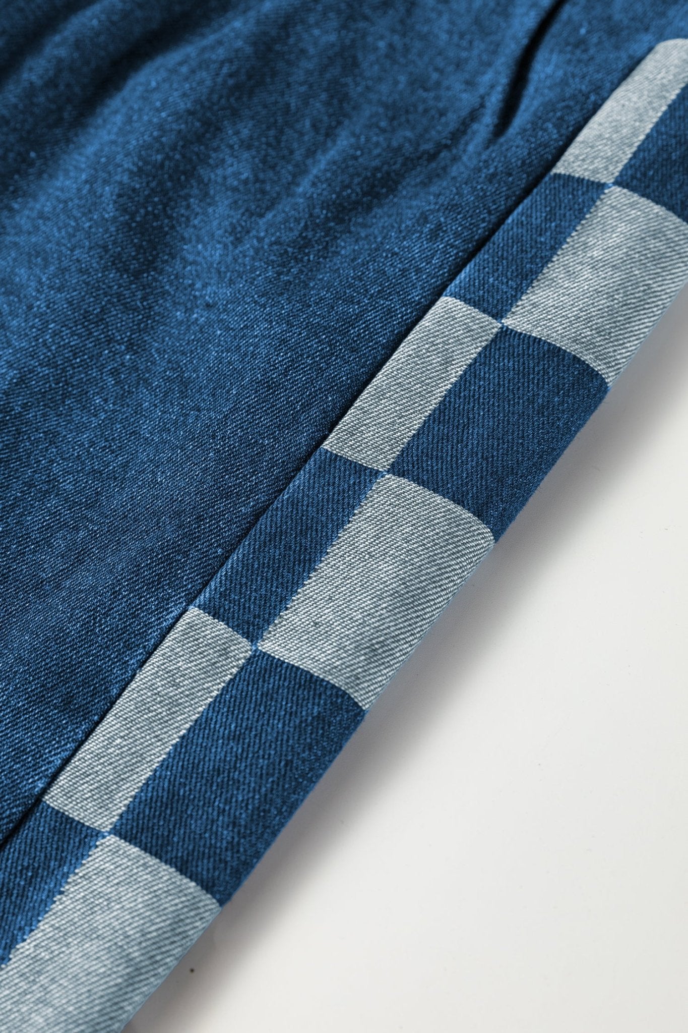 Denim Checker Side Panel Patchwork Drawstring Pants - Rooted & Reckless Co.