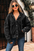 Denim Chest Pocket Drop Shoulder Hooded Jacket - Rooted & Reckless Co.