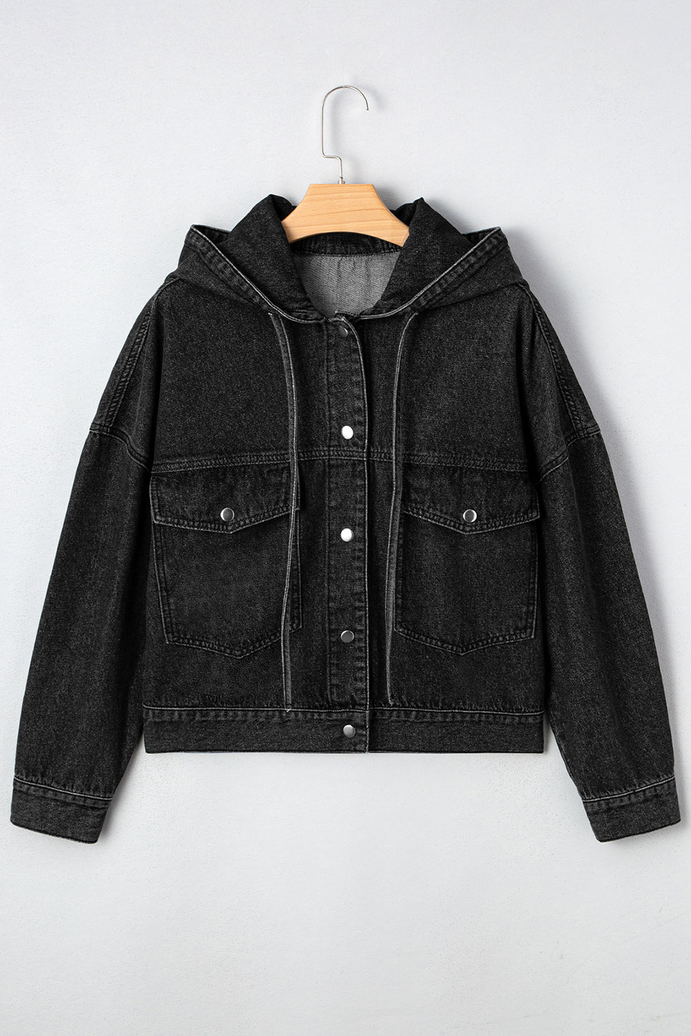 Denim Chest Pocket Drop Shoulder Hooded Jacket - Rooted & Reckless Co.