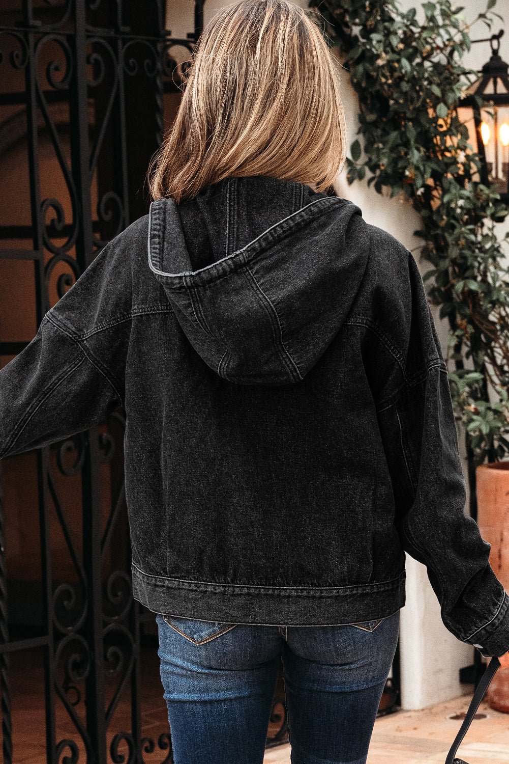 Denim Chest Pocket Drop Shoulder Hooded Jacket - Rooted & Reckless Co.
