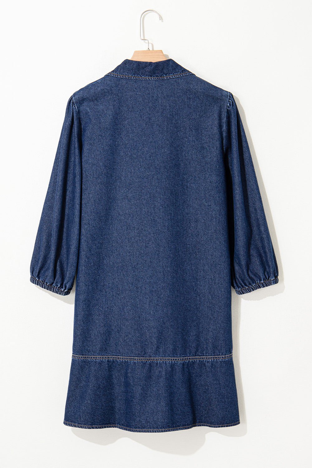 Denim Collared V-Neck Chest Pocket Dress - Rooted & Reckless Co.