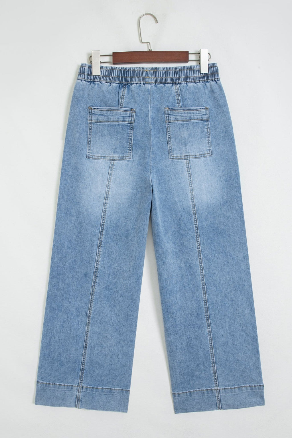 Denim Contrast Drawstring Waist Wide Leg Jeans - Rooted & Reckless Co.