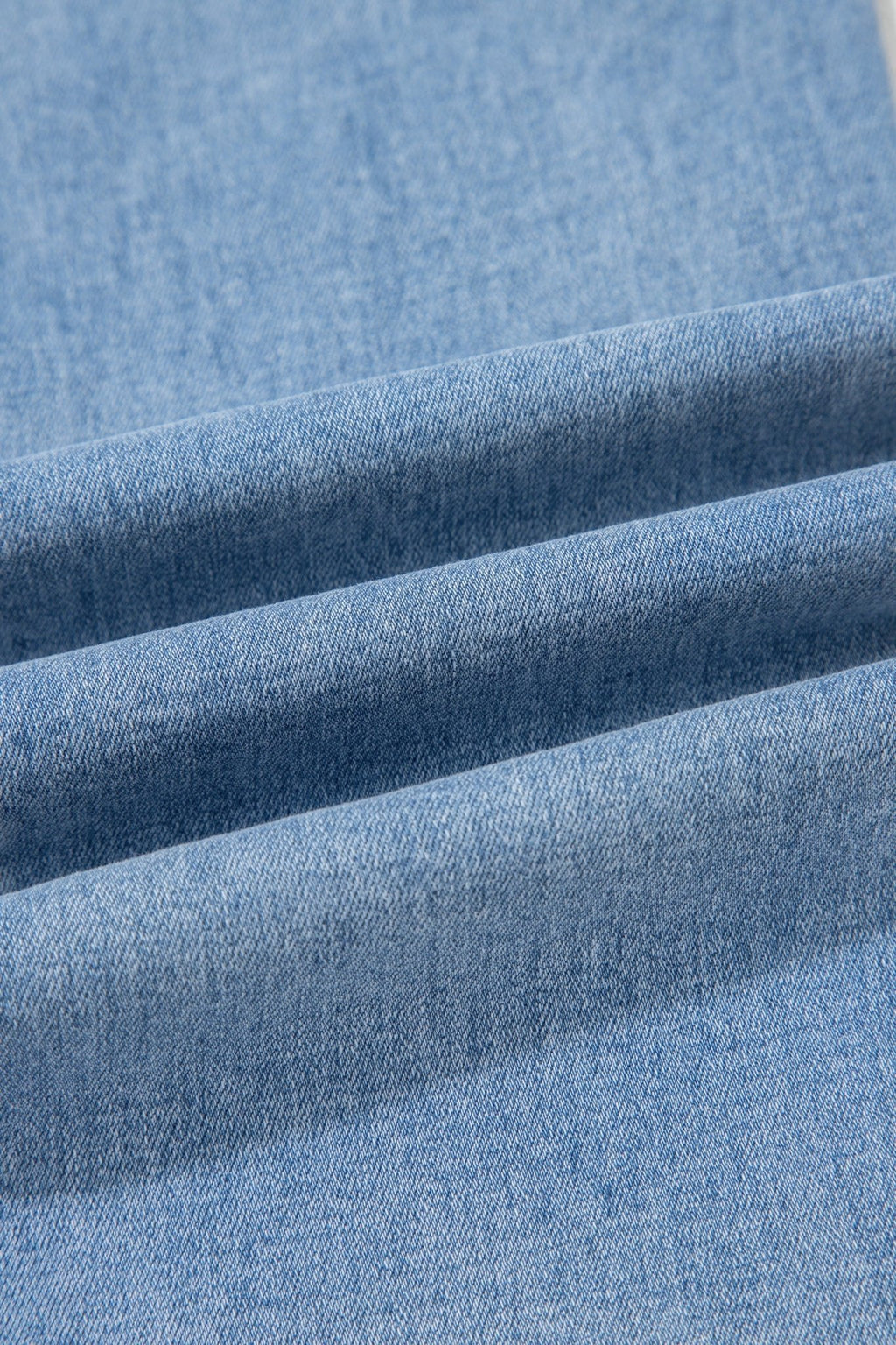 Denim Contrast Drawstring Waist Wide Leg Jeans - Rooted & Reckless Co.
