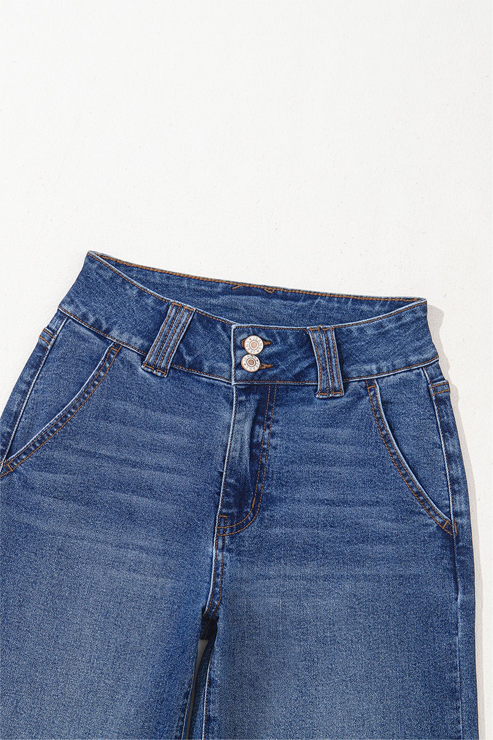 Denim Double Button Straight Leg Jeans - Rooted & Reckless Co.