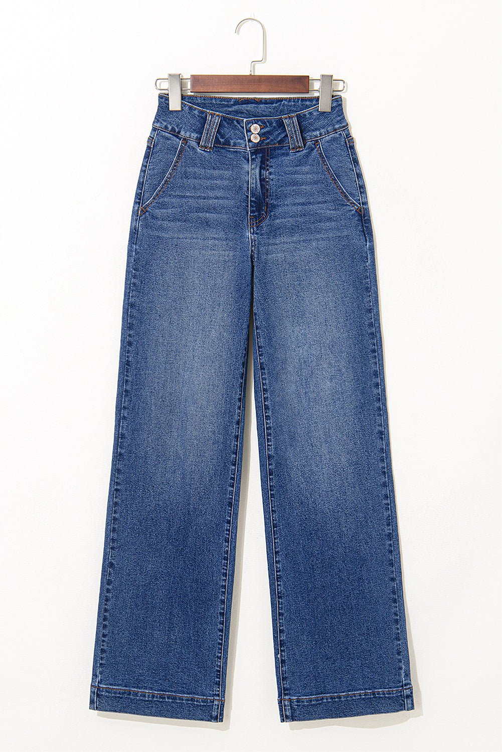 Denim Double Button Straight Leg Jeans - Rooted & Reckless Co.