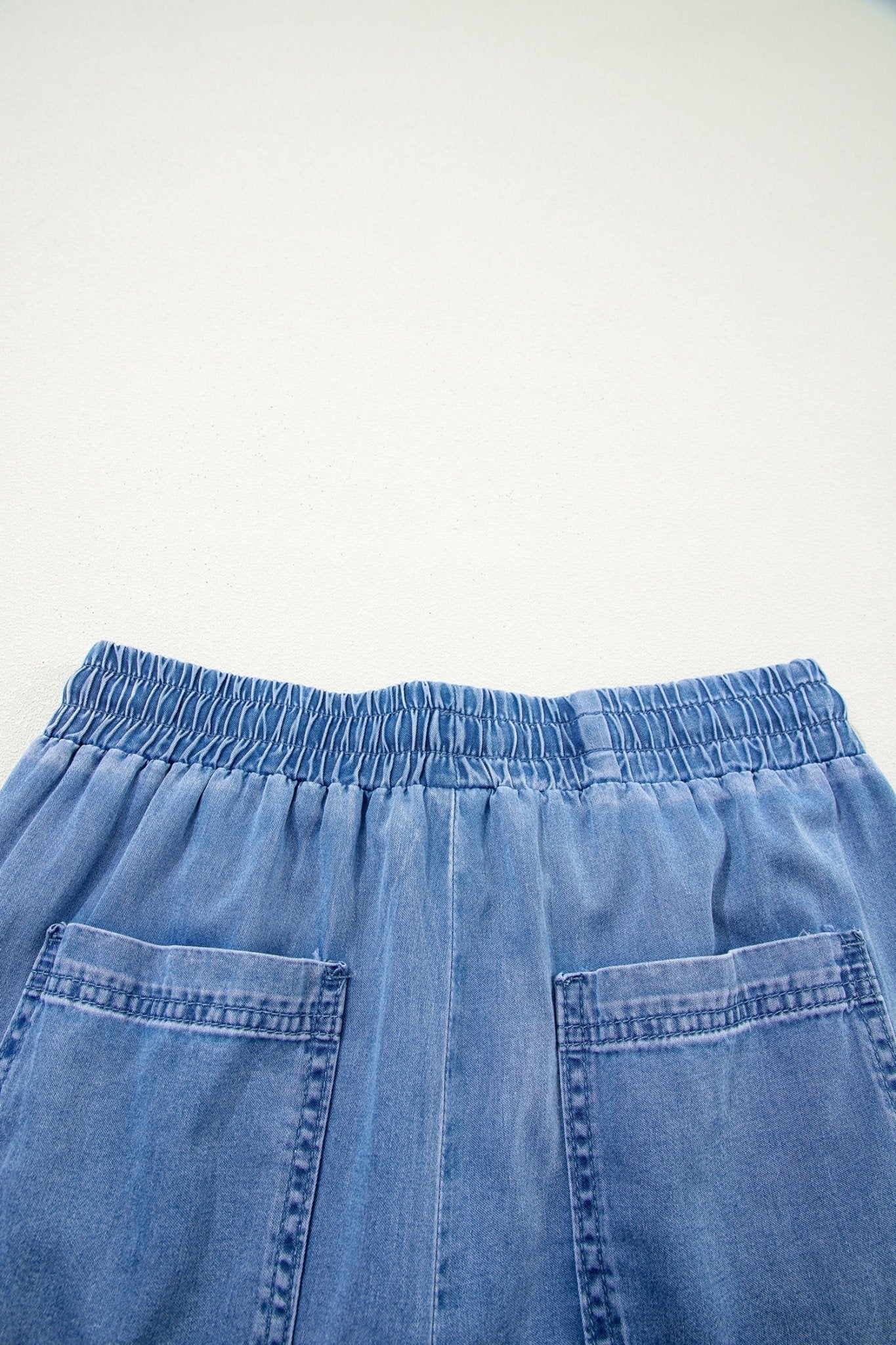 Denim Drawstring Pocket Elastic Waist Loose Pants - Rooted & Reckless Co.