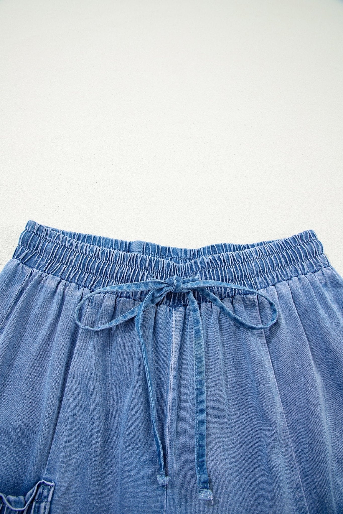 Denim Drawstring Pocket Elastic Waist Loose Pants - Rooted & Reckless Co.