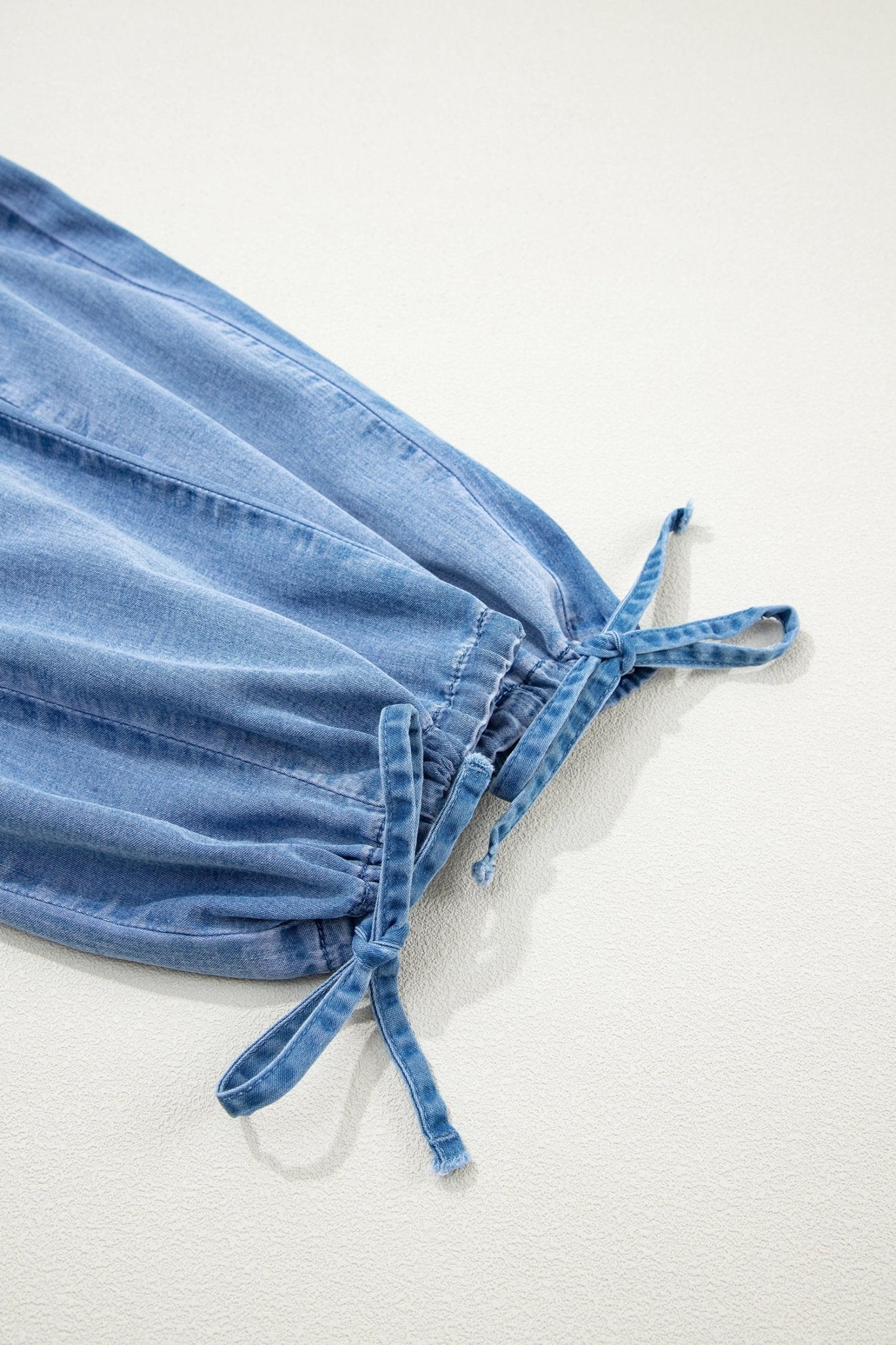 Denim Drawstring Pocket Elastic Waist Loose Pants - Rooted & Reckless Co.