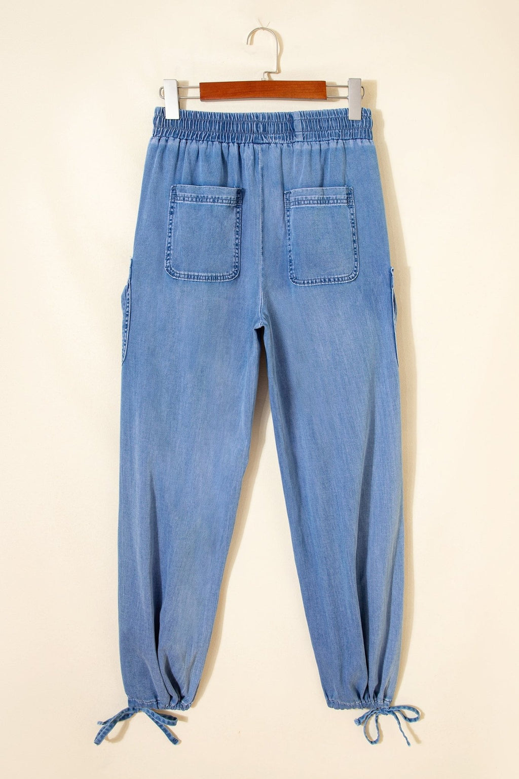 Denim Drawstring Pocket Elastic Waist Loose Pants - Rooted & Reckless Co.