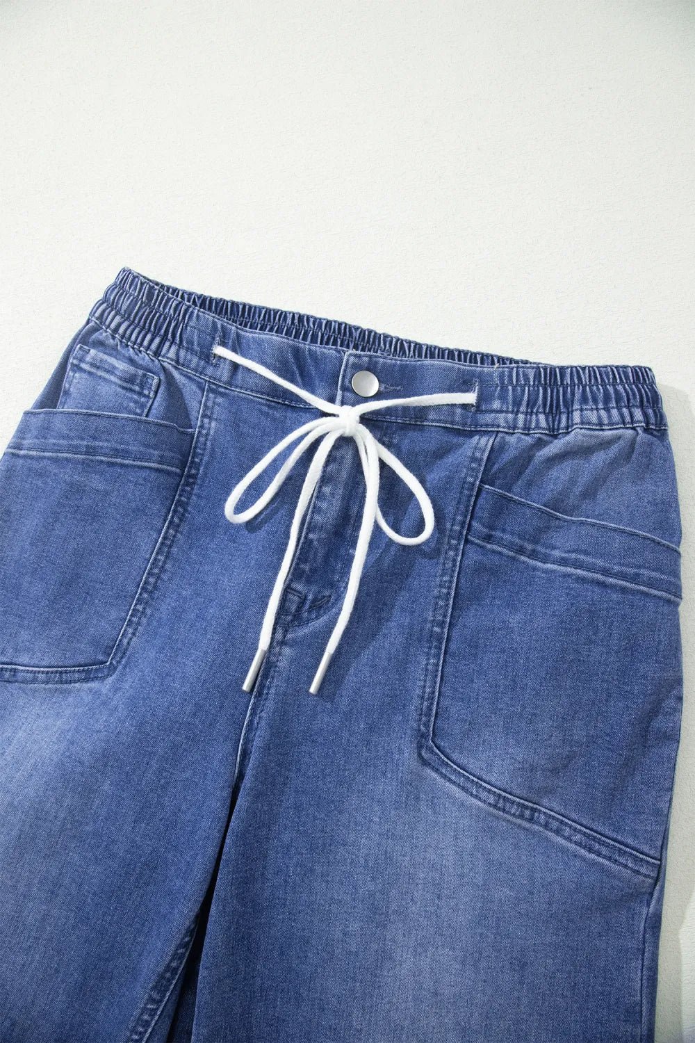 Denim Drawstring Waist Ankle Length Pants w/ Pockets - Rooted & Reckless Co.