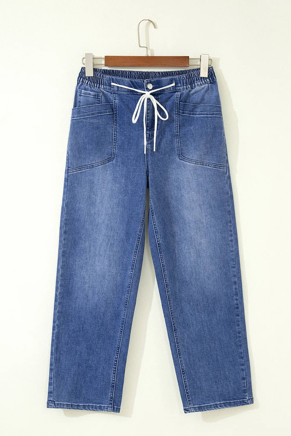 Denim Drawstring Waist Ankle Length Pants w/ Pockets - Rooted & Reckless Co.