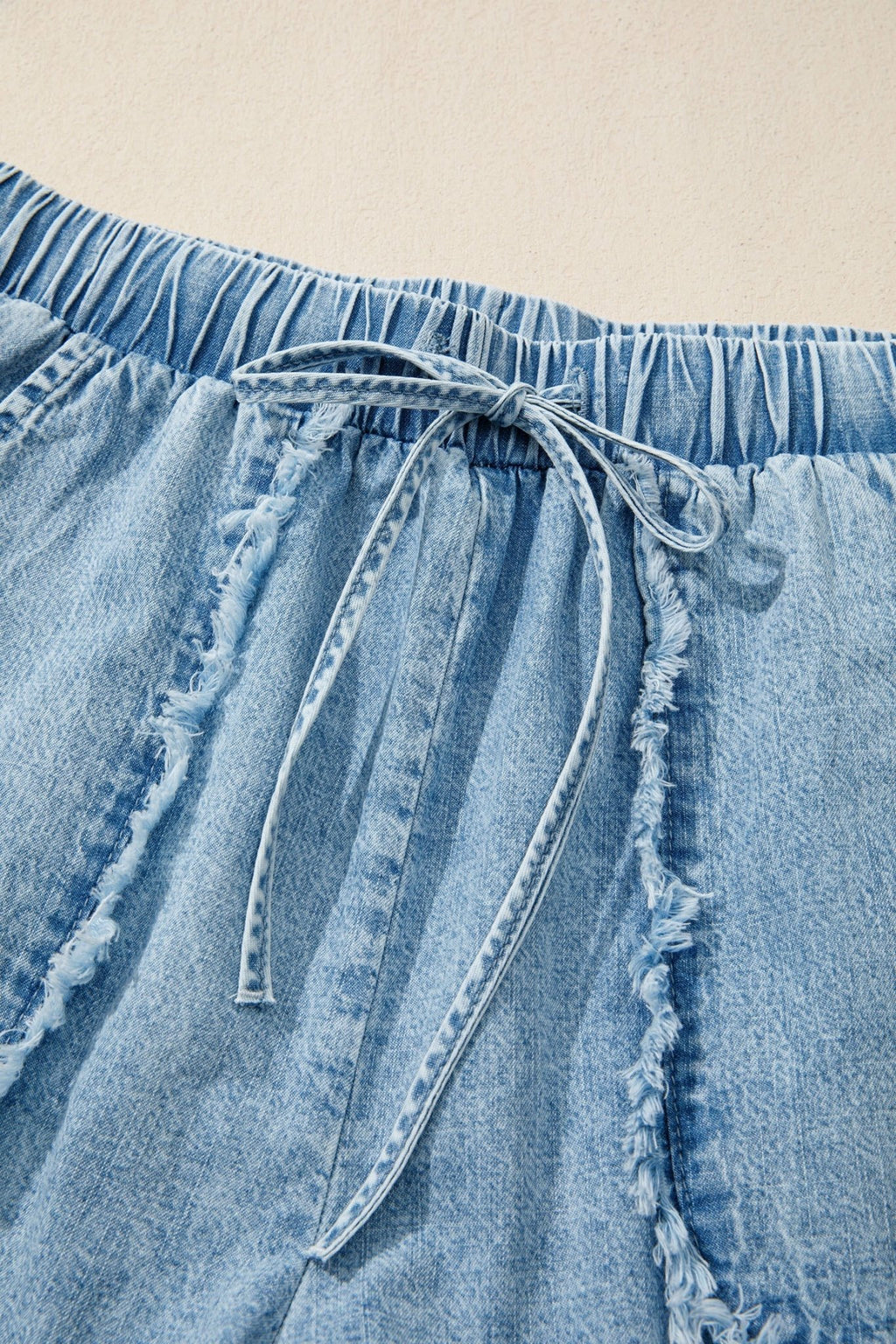 Denim Frayed Edge Acid Wash Shorts - Rooted & Reckless Co.