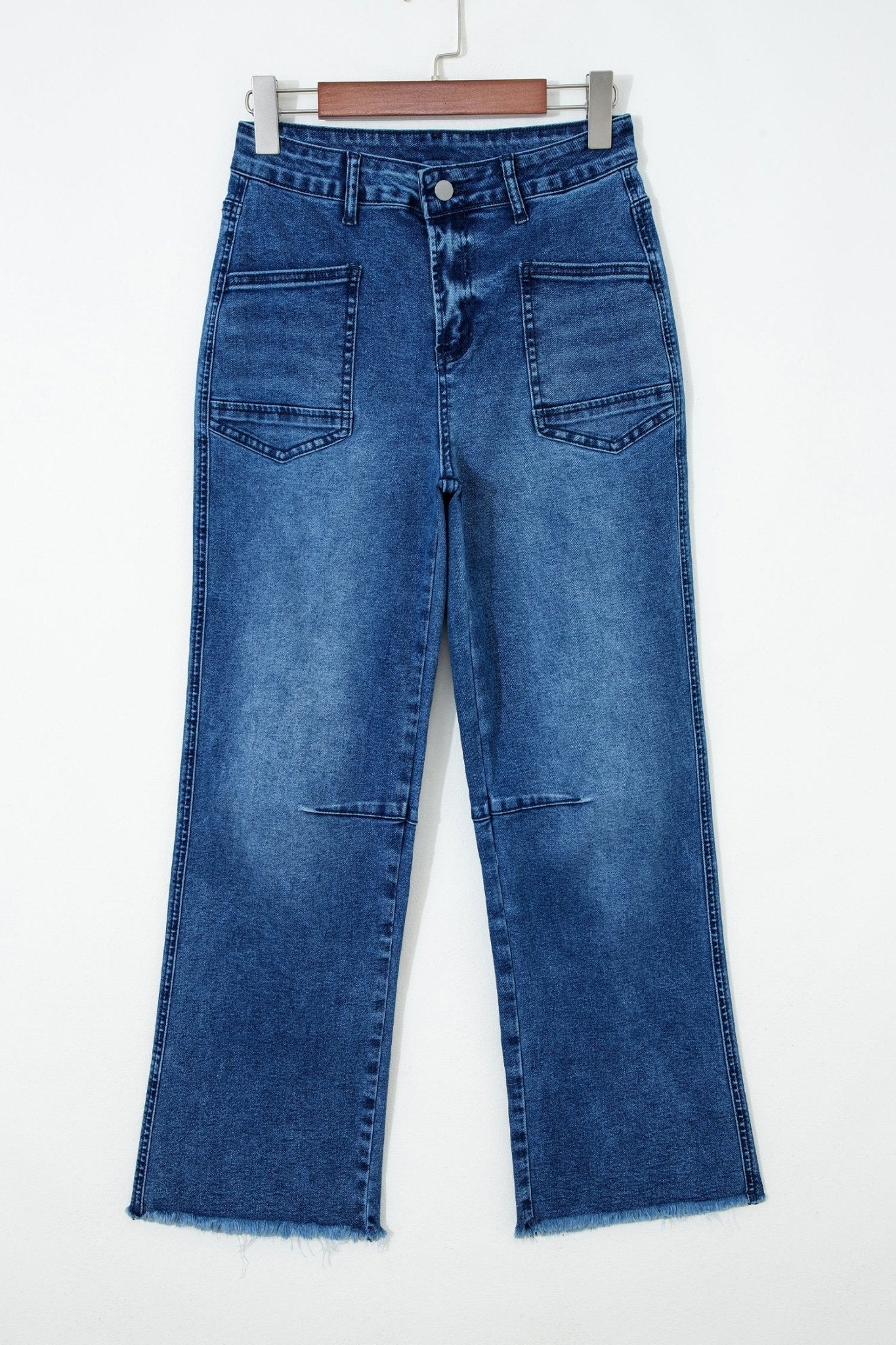 Denim Frayed Hem Cropped Straight Leg Jeans - Rooted & Reckless Co.