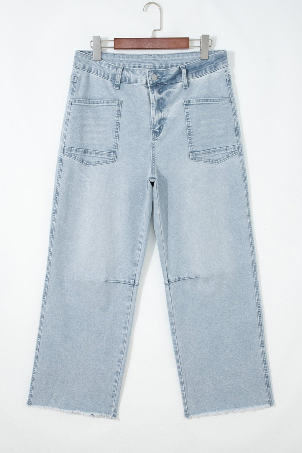 Denim Frayed Hem Cropped Straight Leg Jeans - Rooted & Reckless Co.