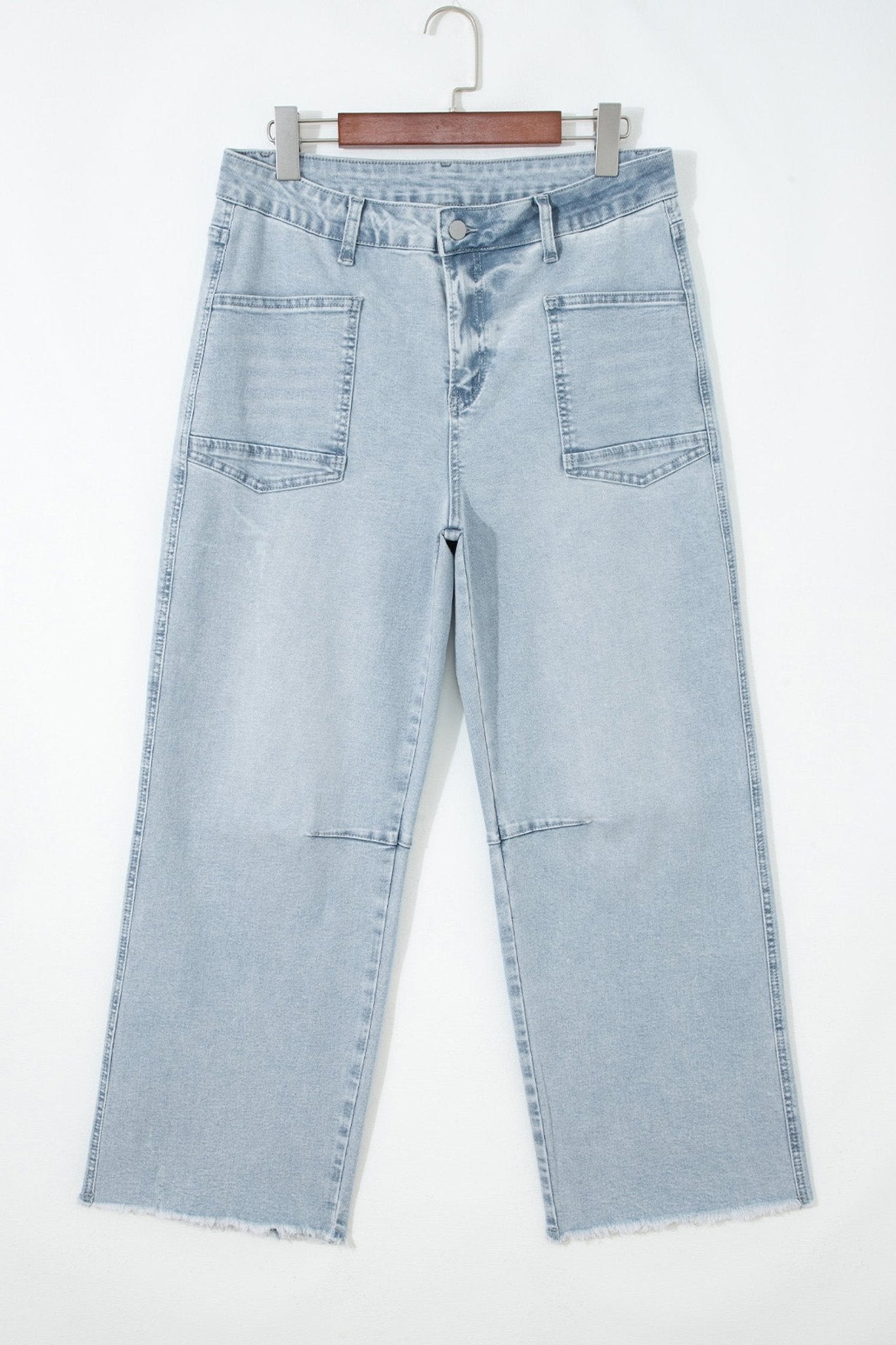 Denim Frayed Hem Cropped Straight Leg Jeans - Rooted & Reckless Co.