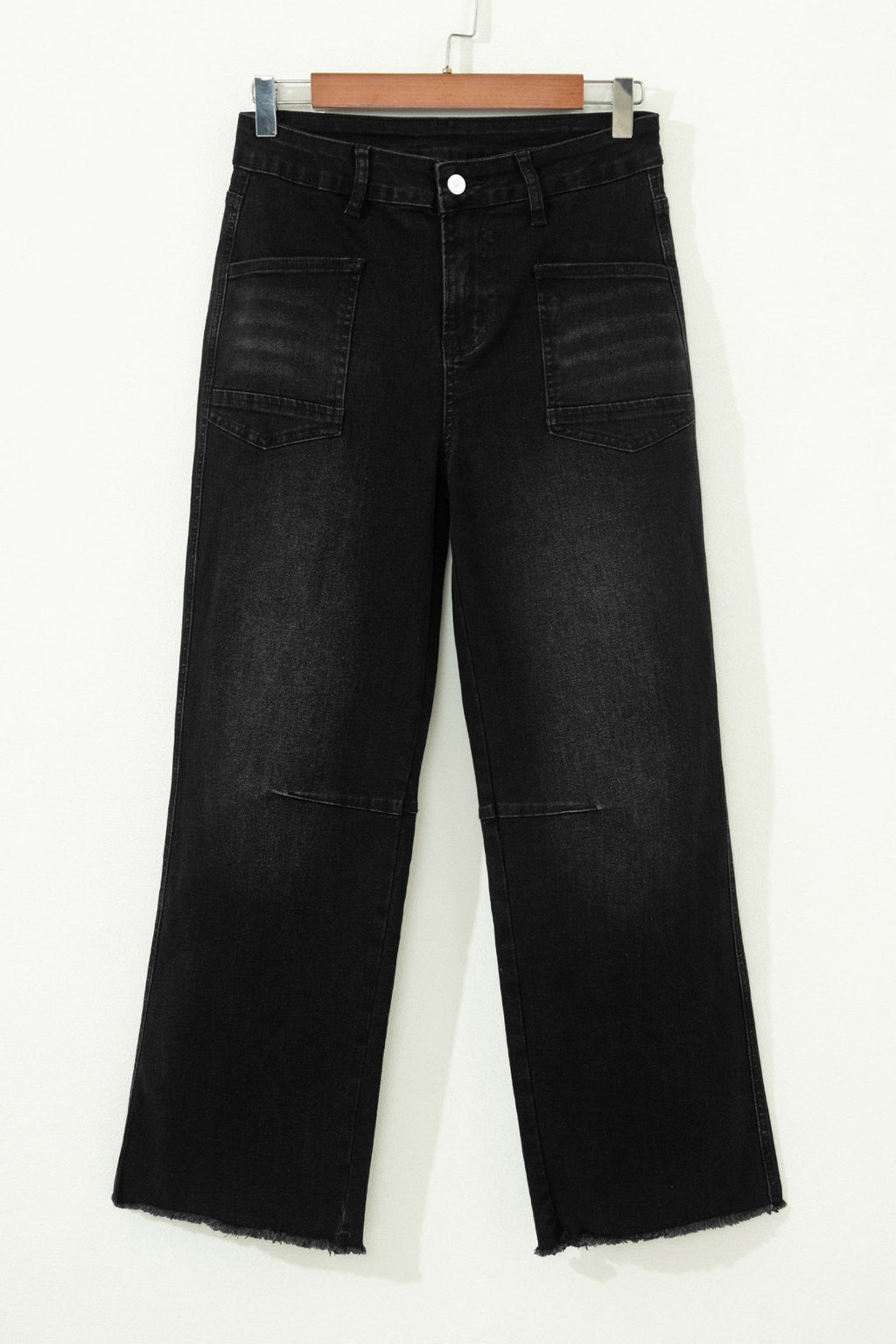 Denim Frayed Hem Cropped Straight Leg Jeans - Rooted & Reckless Co.