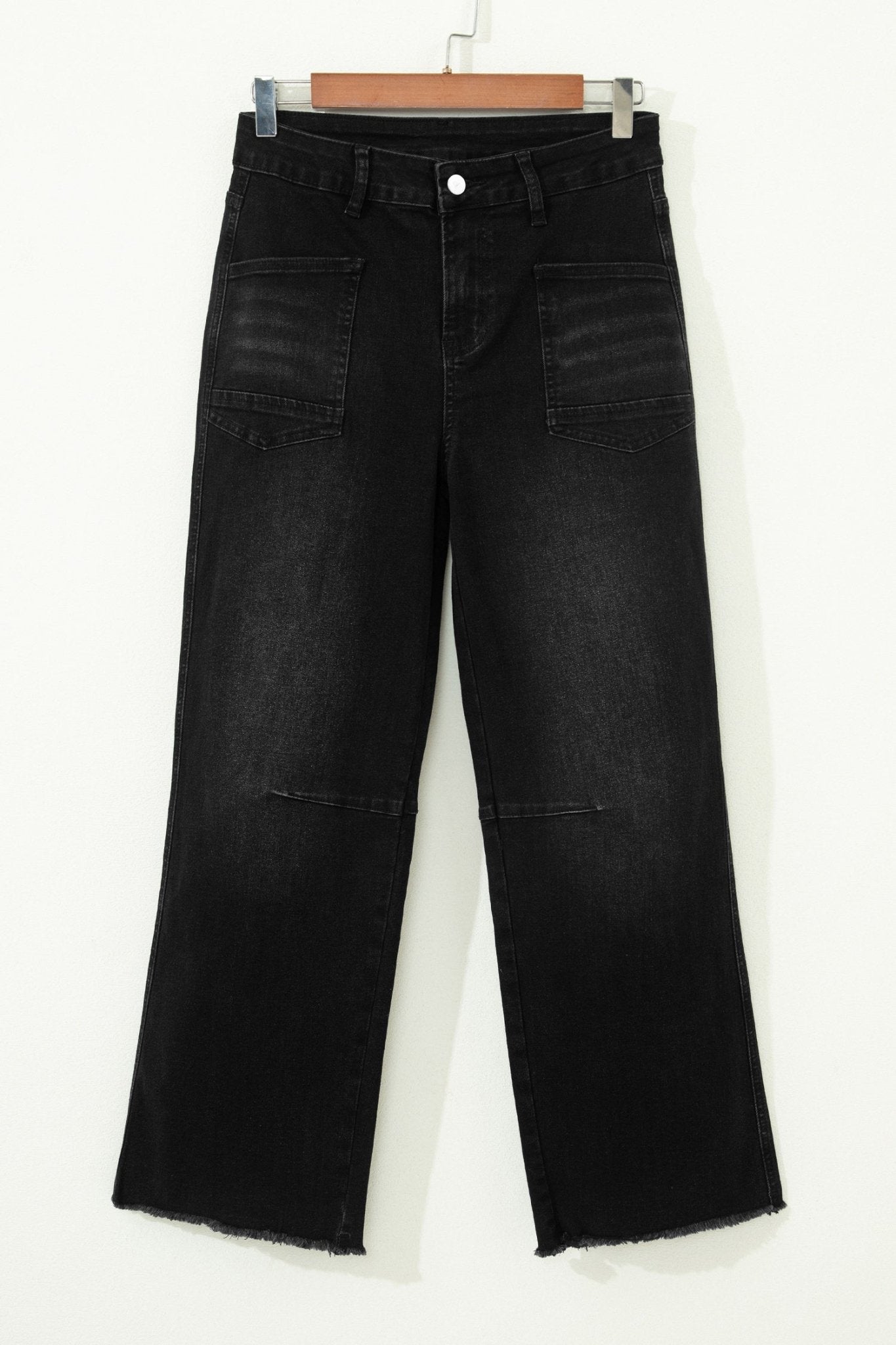 Denim Frayed Hem Cropped Straight Leg Jeans - Rooted & Reckless Co.