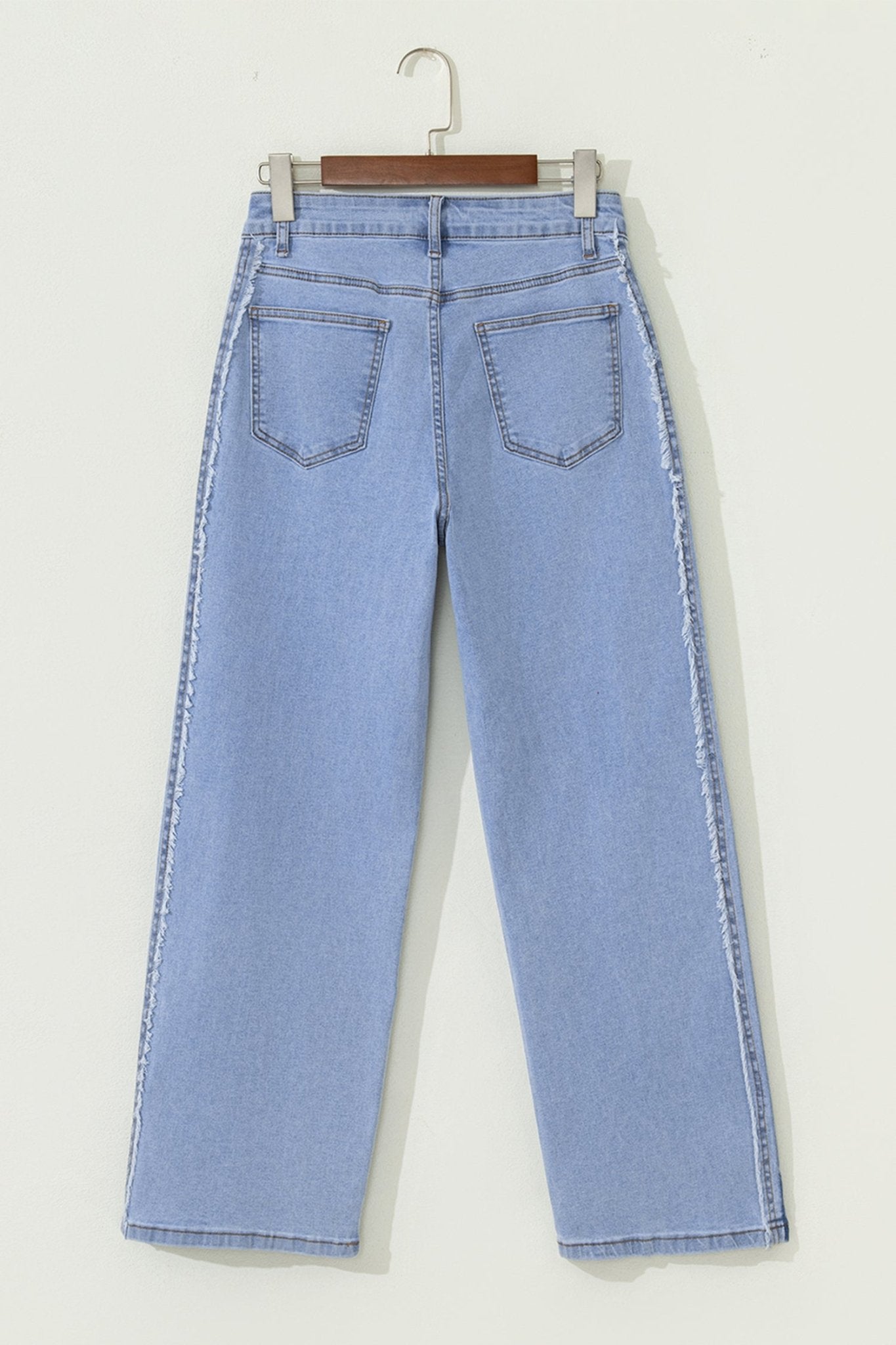 Denim Frayed Raw Edge Stripe Side Panel Jeans - Rooted & Reckless Co.