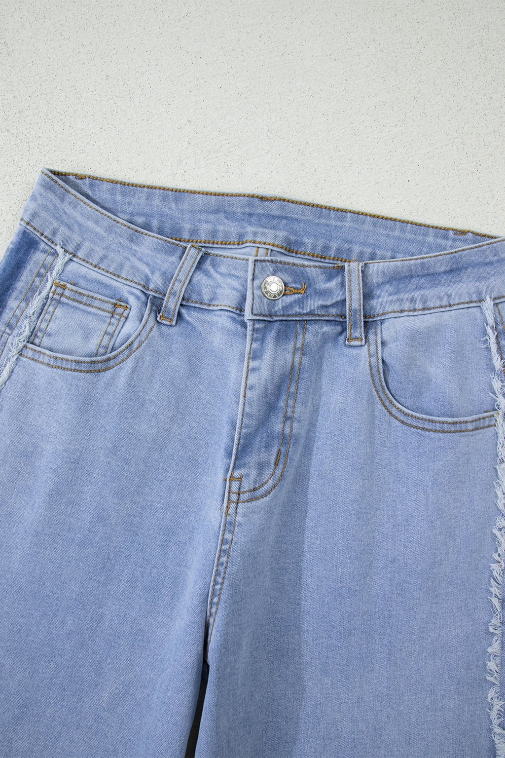 Denim Frayed Raw Edge Stripe Side Panel Jeans - Rooted & Reckless Co.