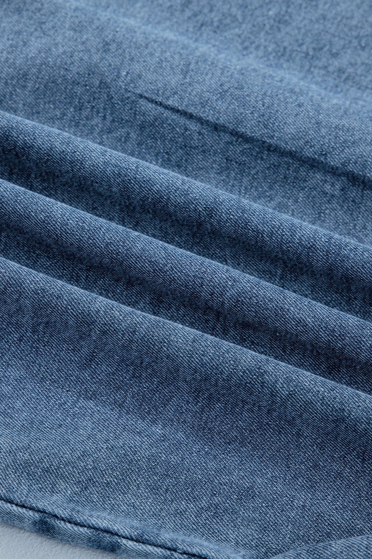 Denim Frilled Short Sleeve Snap Button Shirt - Rooted & Reckless Co.