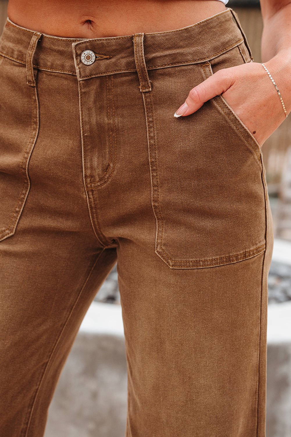 Denim High Rise Cropped Wide Leg Jeans - Rooted & Reckless Co.