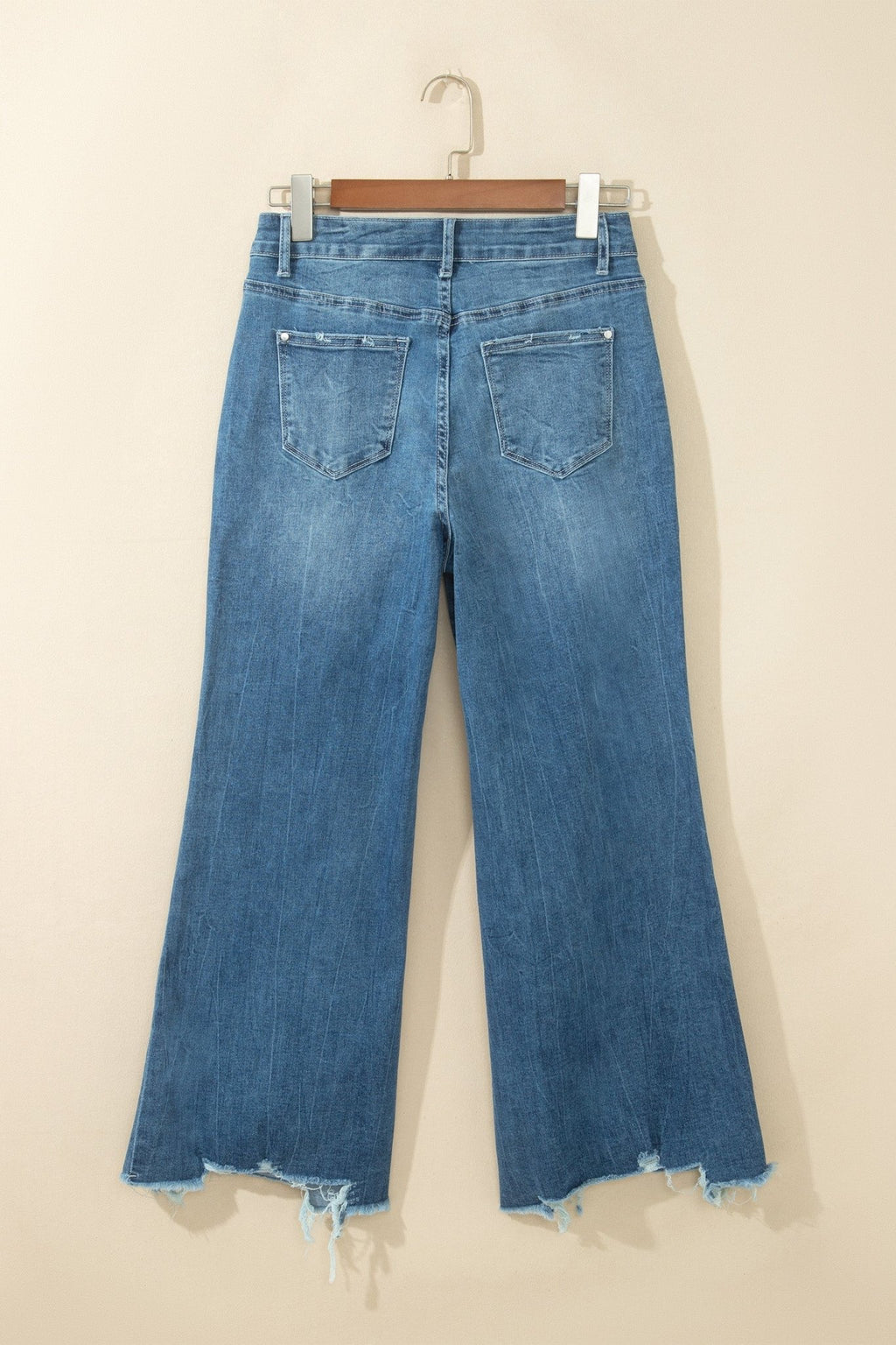 Denim High Waist Frayed Hem Flare Jeans - Rooted & Reckless Co.
