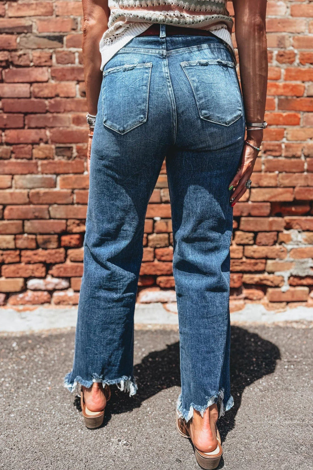 Denim High Waist Frayed Hem Flare Jeans - Rooted & Reckless Co.