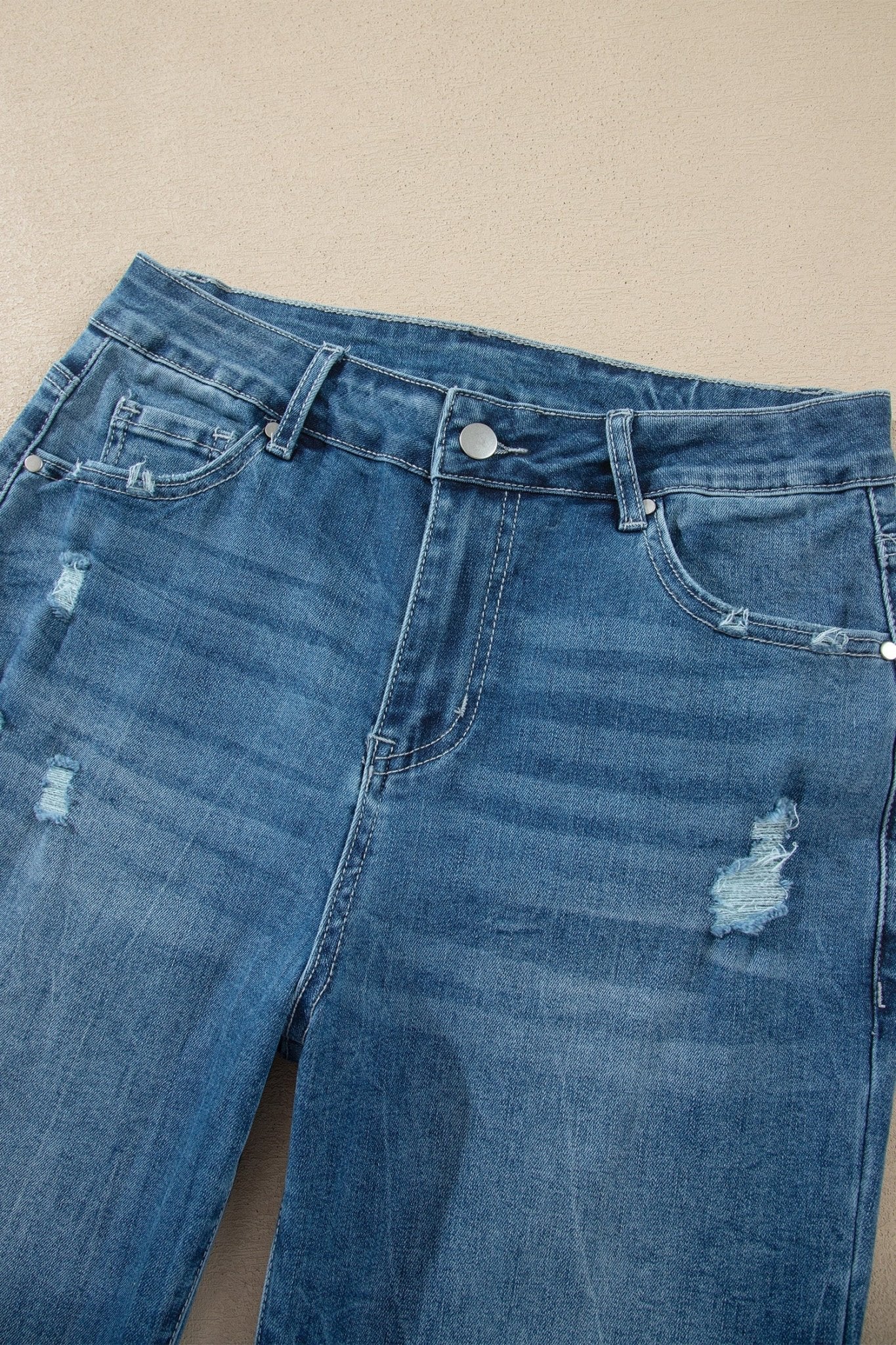 Denim High Waist Frayed Hem Flare Jeans - Rooted & Reckless Co.