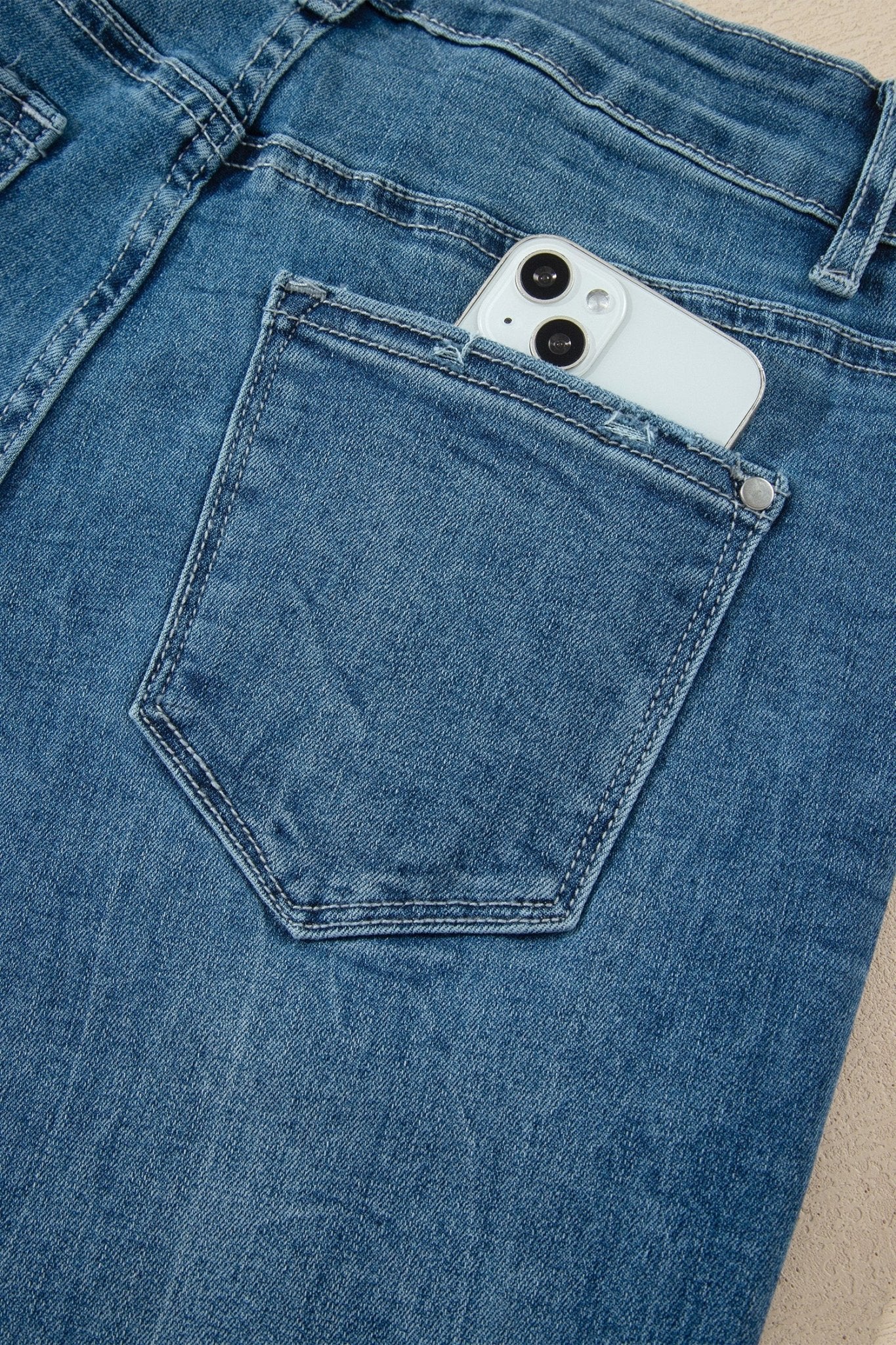 Denim High Waist Frayed Hem Flare Jeans - Rooted & Reckless Co.