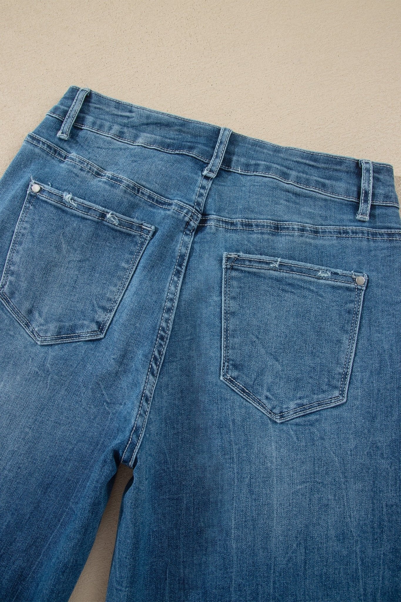 Denim High Waist Frayed Hem Flare Jeans - Rooted & Reckless Co.