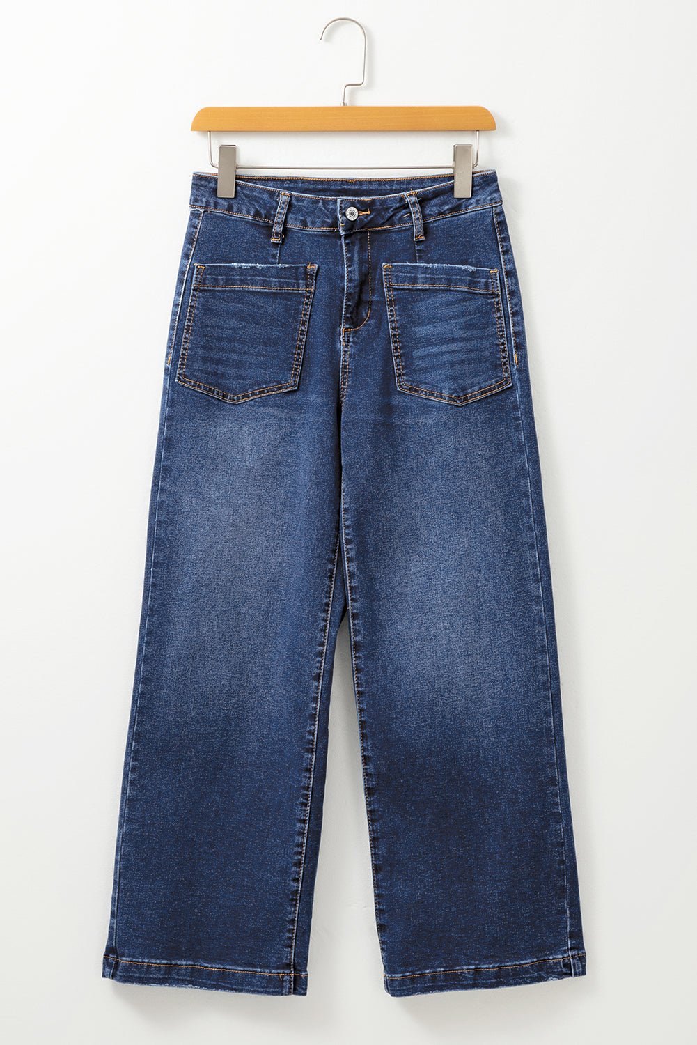 Denim High Waist Patch Pocket Straight Leg Jeans - Rooted & Reckless Co.