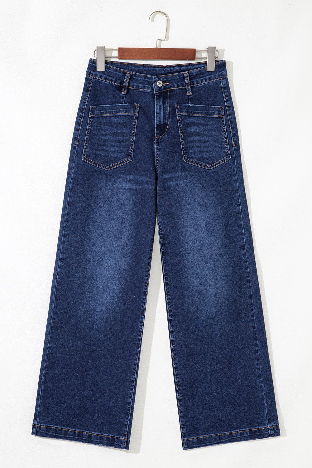 Denim High Waist Patch Pocket Straight Leg Jeans - Rooted & Reckless Co.