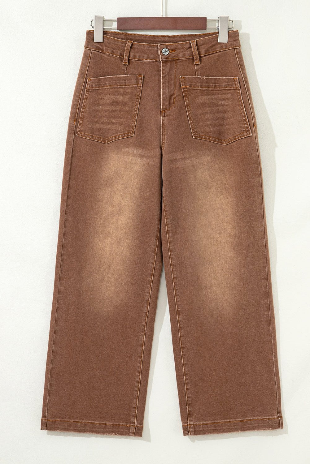 Denim High Waist Patch Pocket Straight Leg Jeans - Rooted & Reckless Co.