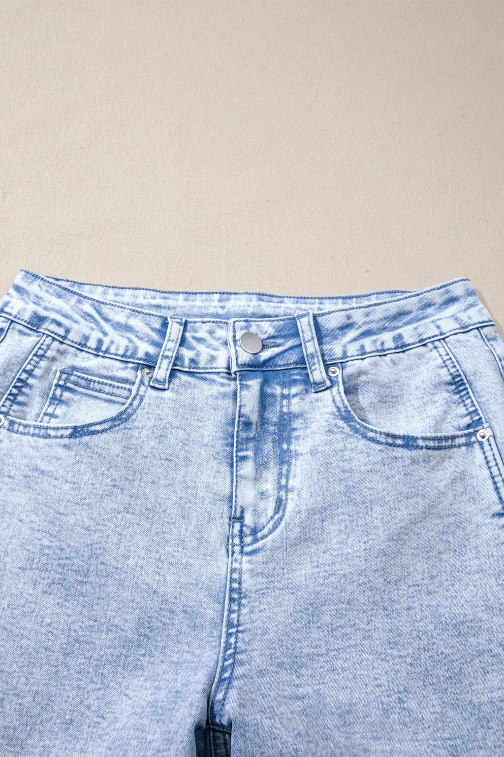 Denim Light Wash Elastic Waist Barrel Jeans - Rooted & Reckless Co.