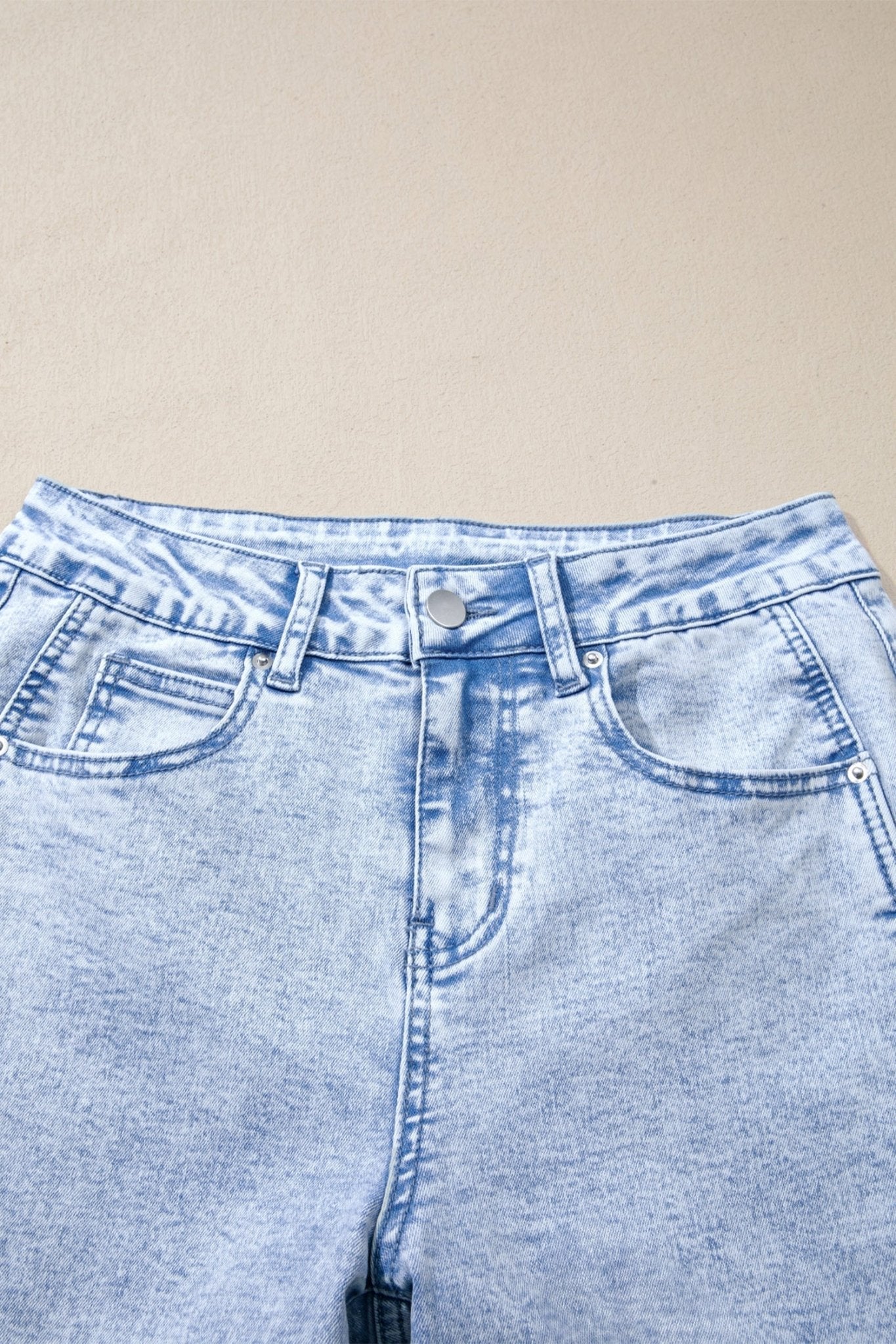 Denim Light Wash Elastic Waist Barrel Jeans - Rooted & Reckless Co.