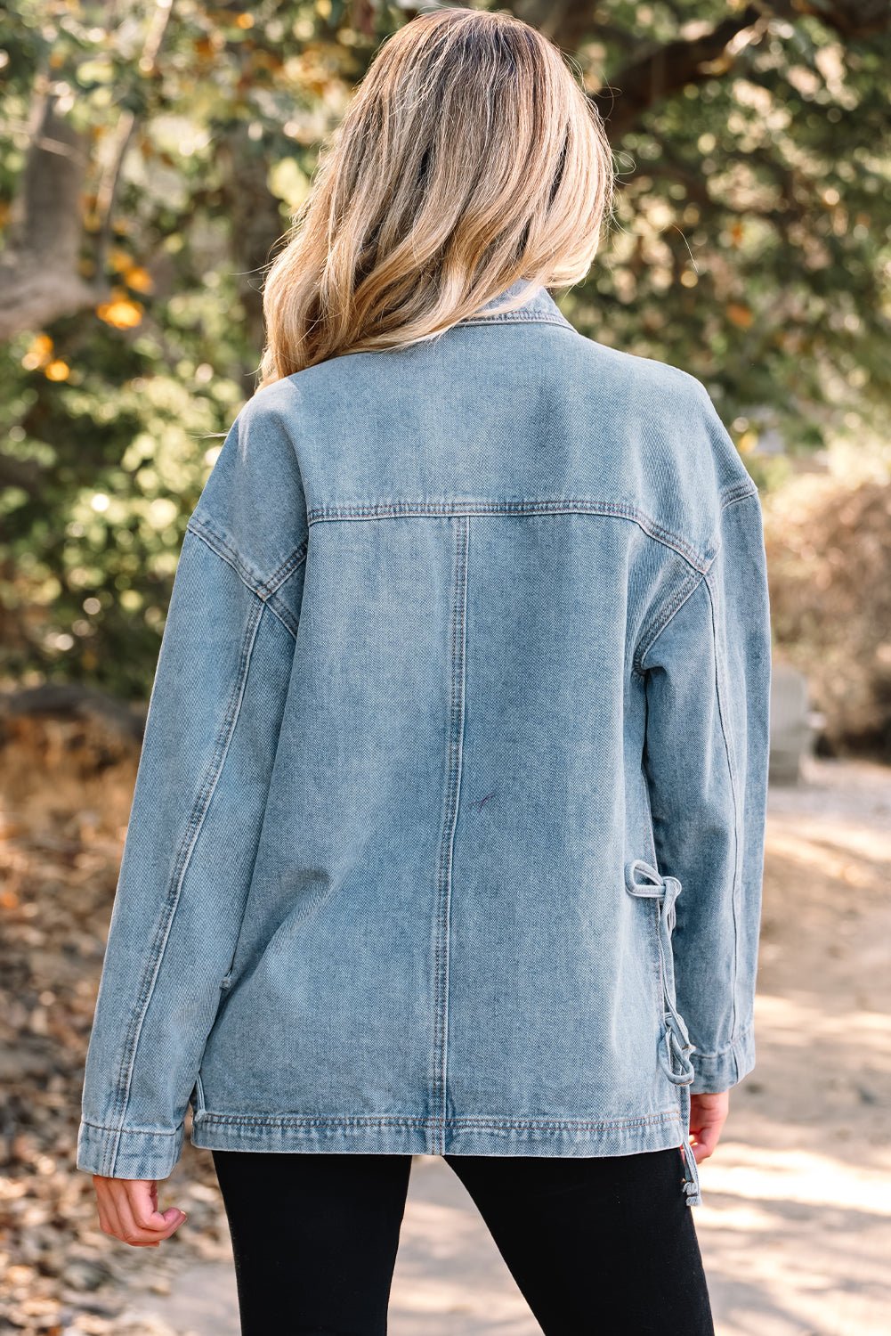 Denim Patch Pocket Side-Tie Jacket - Rooted & Reckless Co.