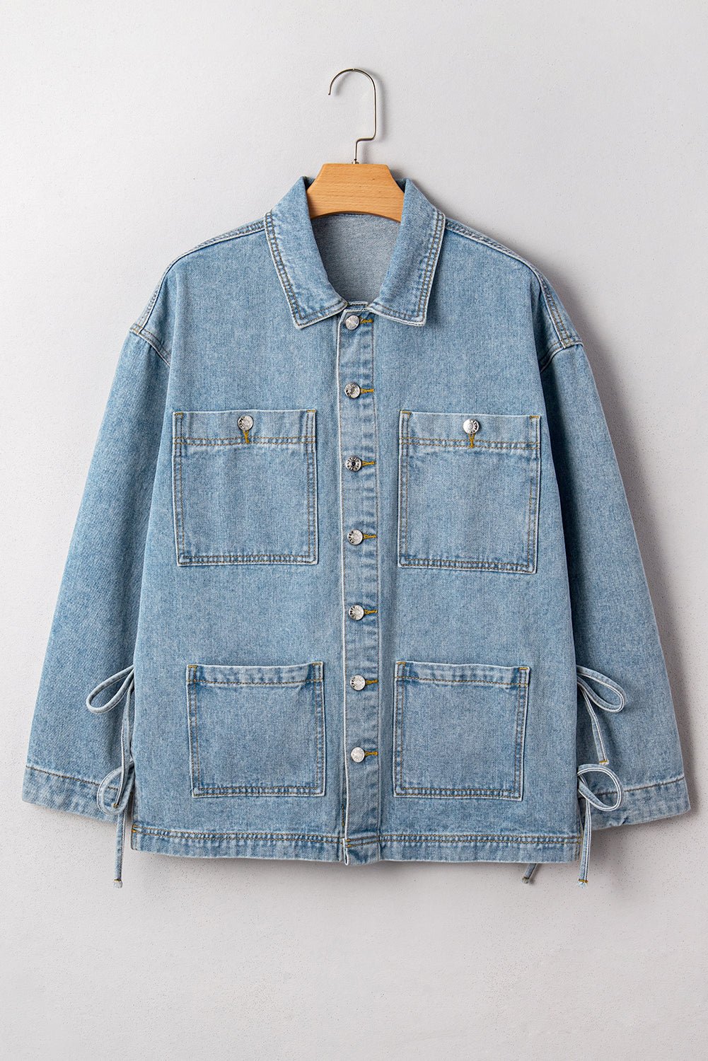 Denim Patch Pocket Side-Tie Jacket - Rooted & Reckless Co.
