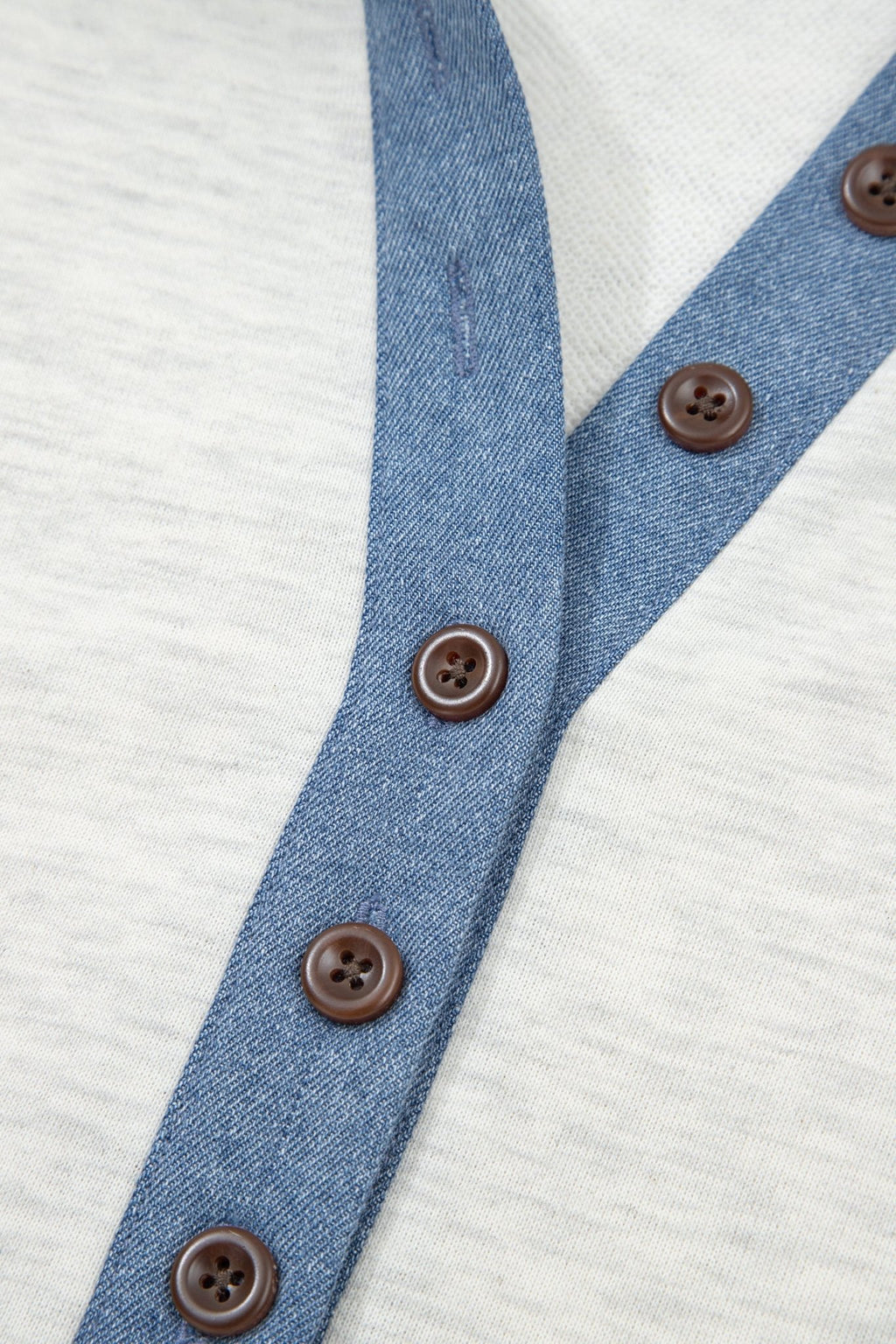 Denim Patchwork Polo Collar Long Sleeve Top - Rooted & Reckless Co.