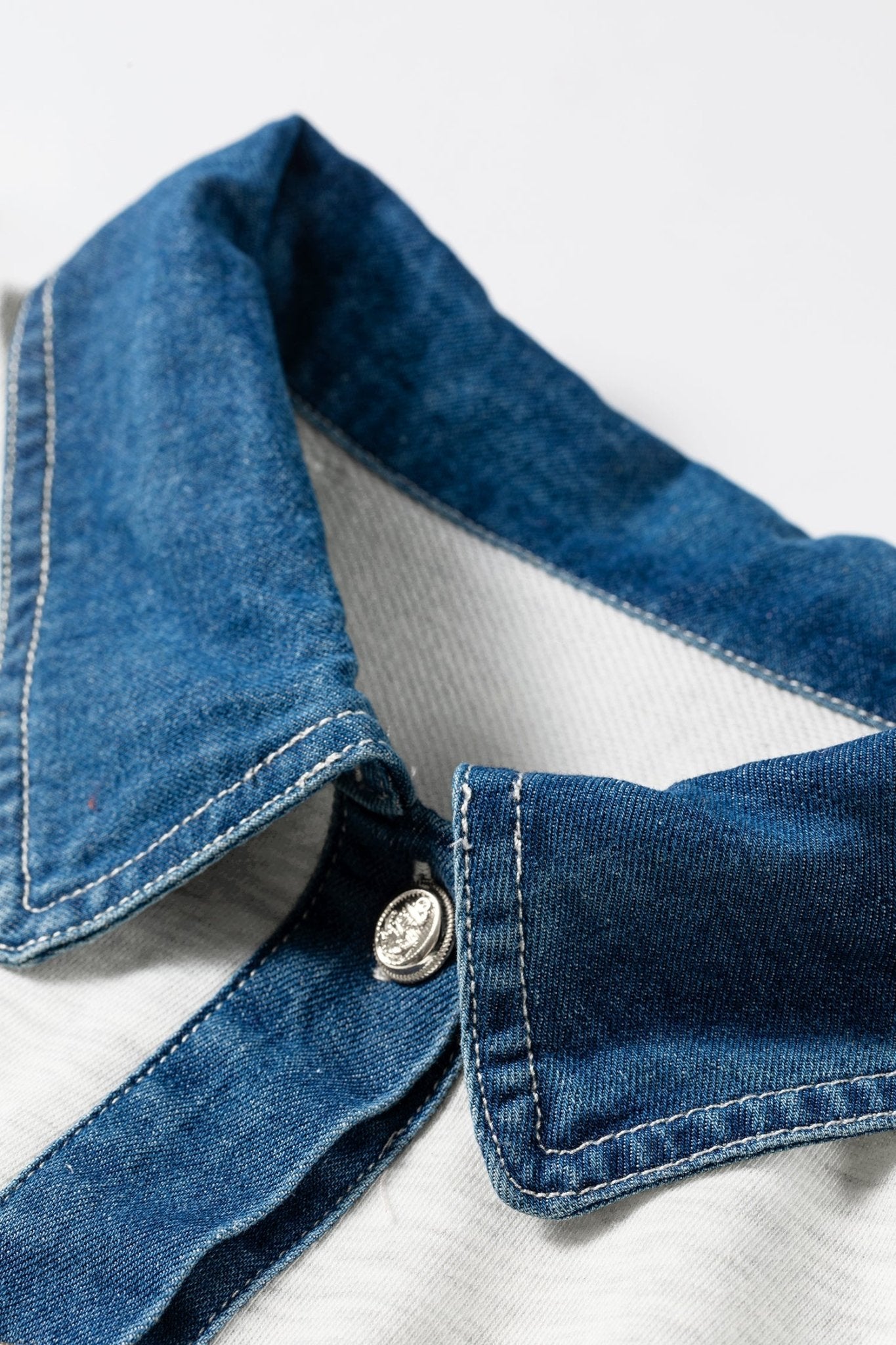 Denim Patchwork Polo Collar Sleeveless Romper - Rooted & Reckless Co.