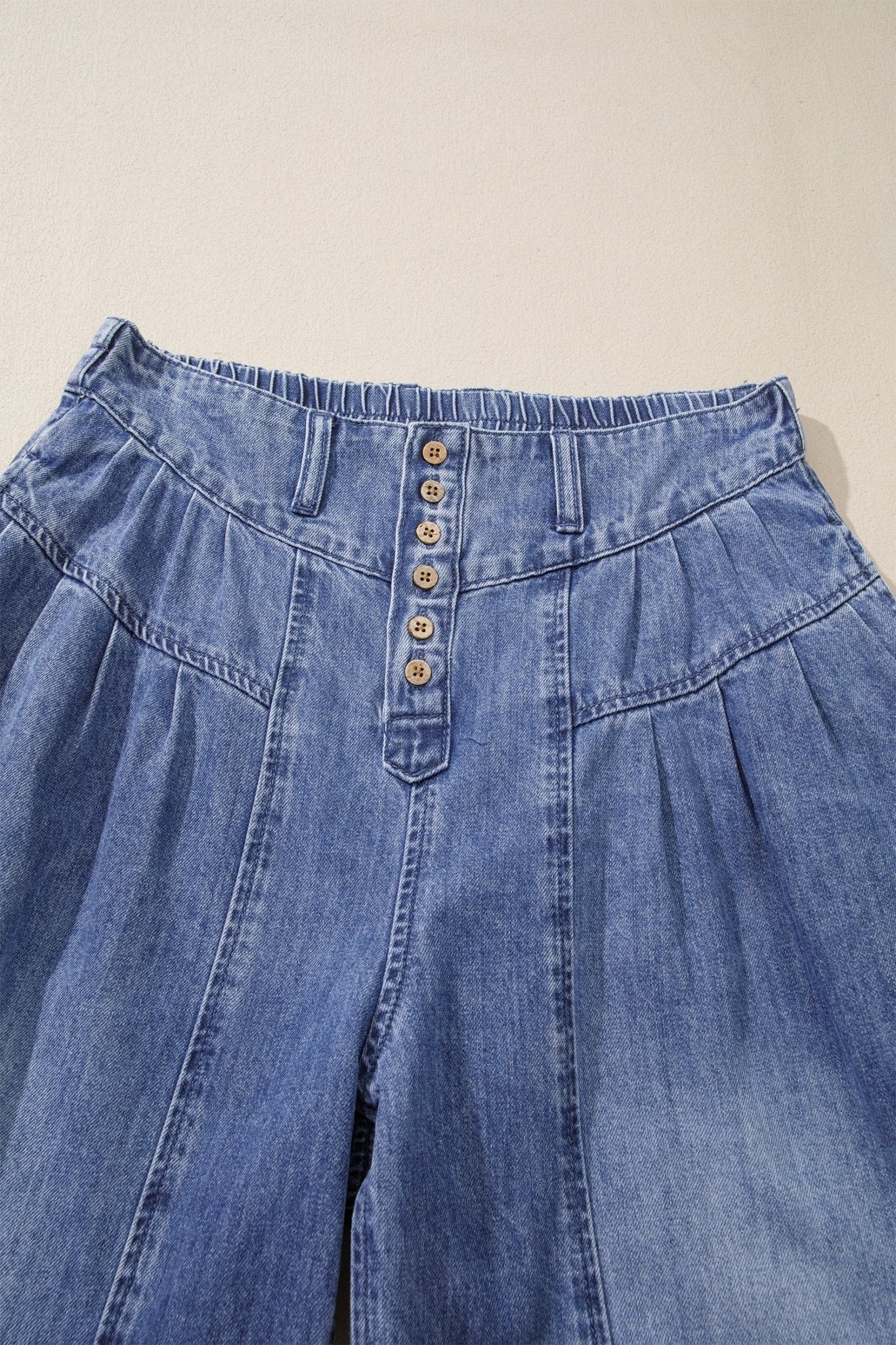 Denim Pleated High Rise Cropped Wide Leg Pants - Rooted & Reckless Co.