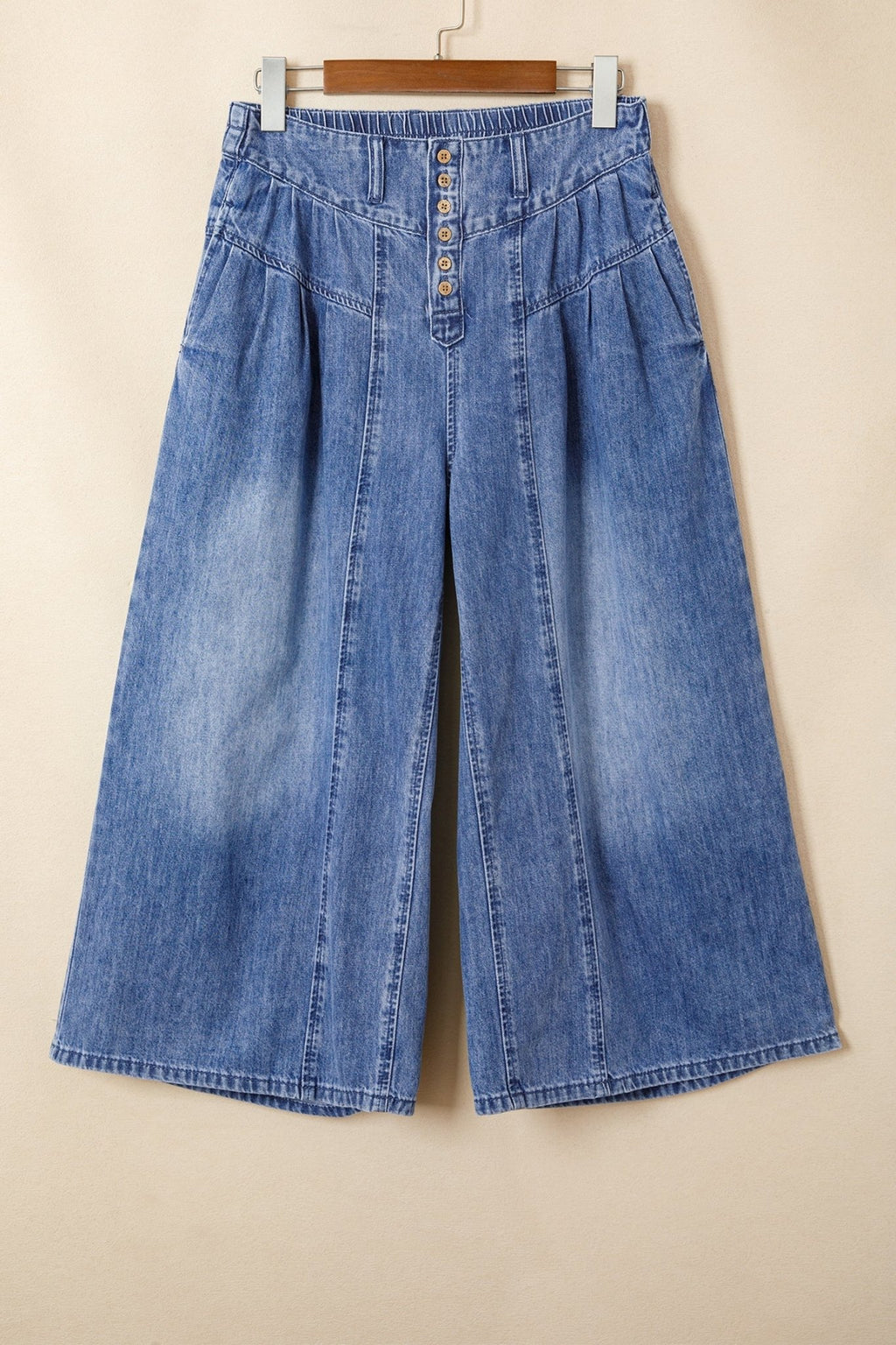Denim Pleated High Rise Cropped Wide Leg Pants - Rooted & Reckless Co.