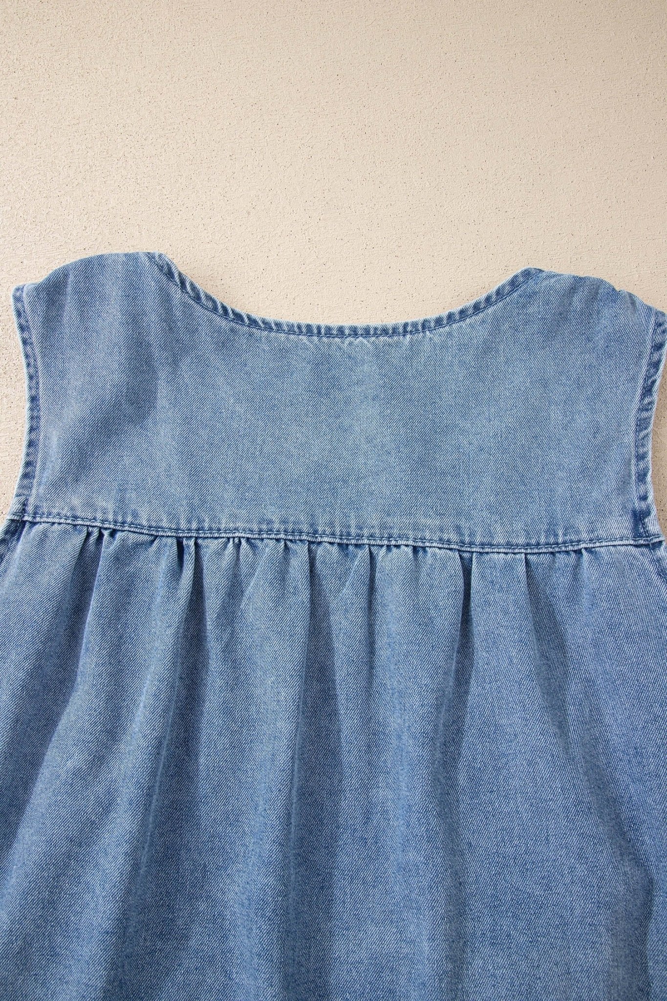 Denim Pleated Patchwork Sleeveless Top - Rooted & Reckless Co.